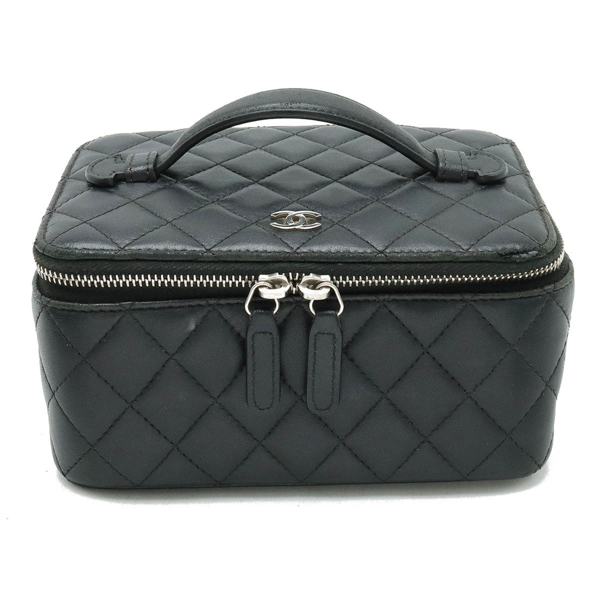 image of Chanel Matelasse Case Vanity Bag Leather Black A84295, Women's