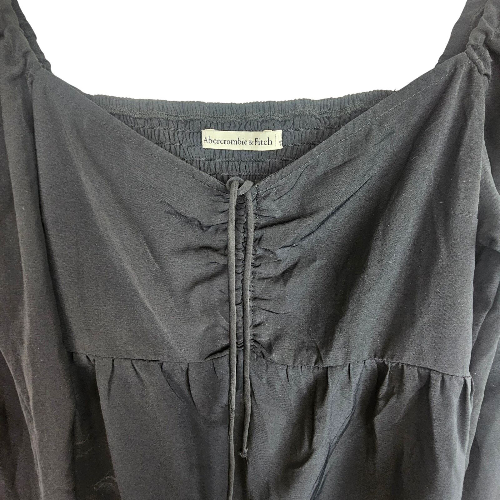 Abercrombie & Fitch Abercrombie & Fitch Cropped Peasant Babydoll Top M Smocked Size M / US 6-8 / IT 42-44 - 2 Thumbnail