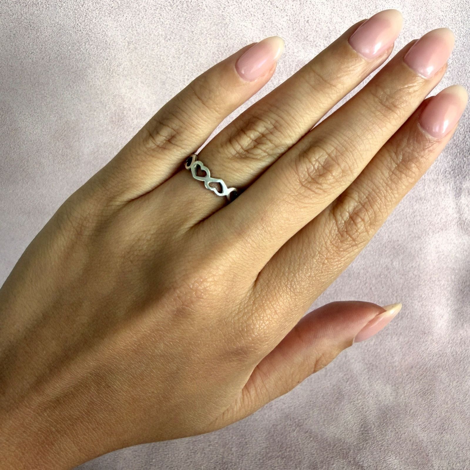 Sterling Silver sterling silver hearts band ring size 6 Size ONE SIZE - 2 Thumbnail