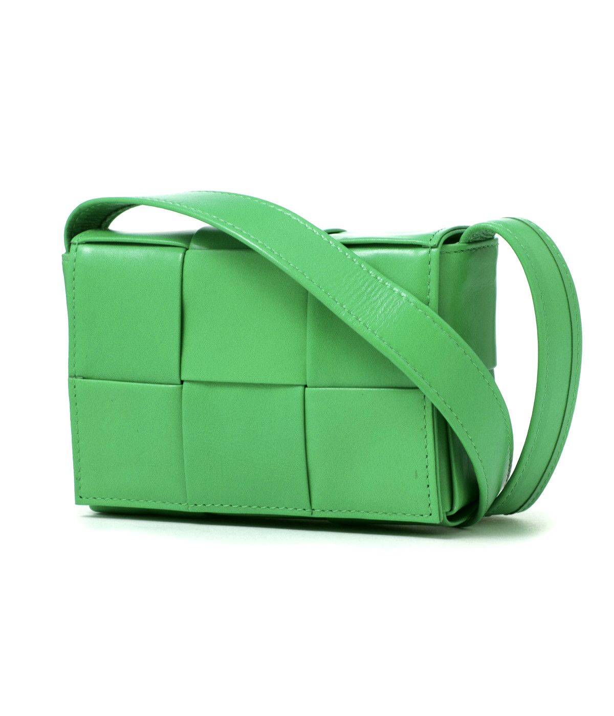 Bottega Veneta Candy Cassette Green Paper Leather Mini Bag, Women's