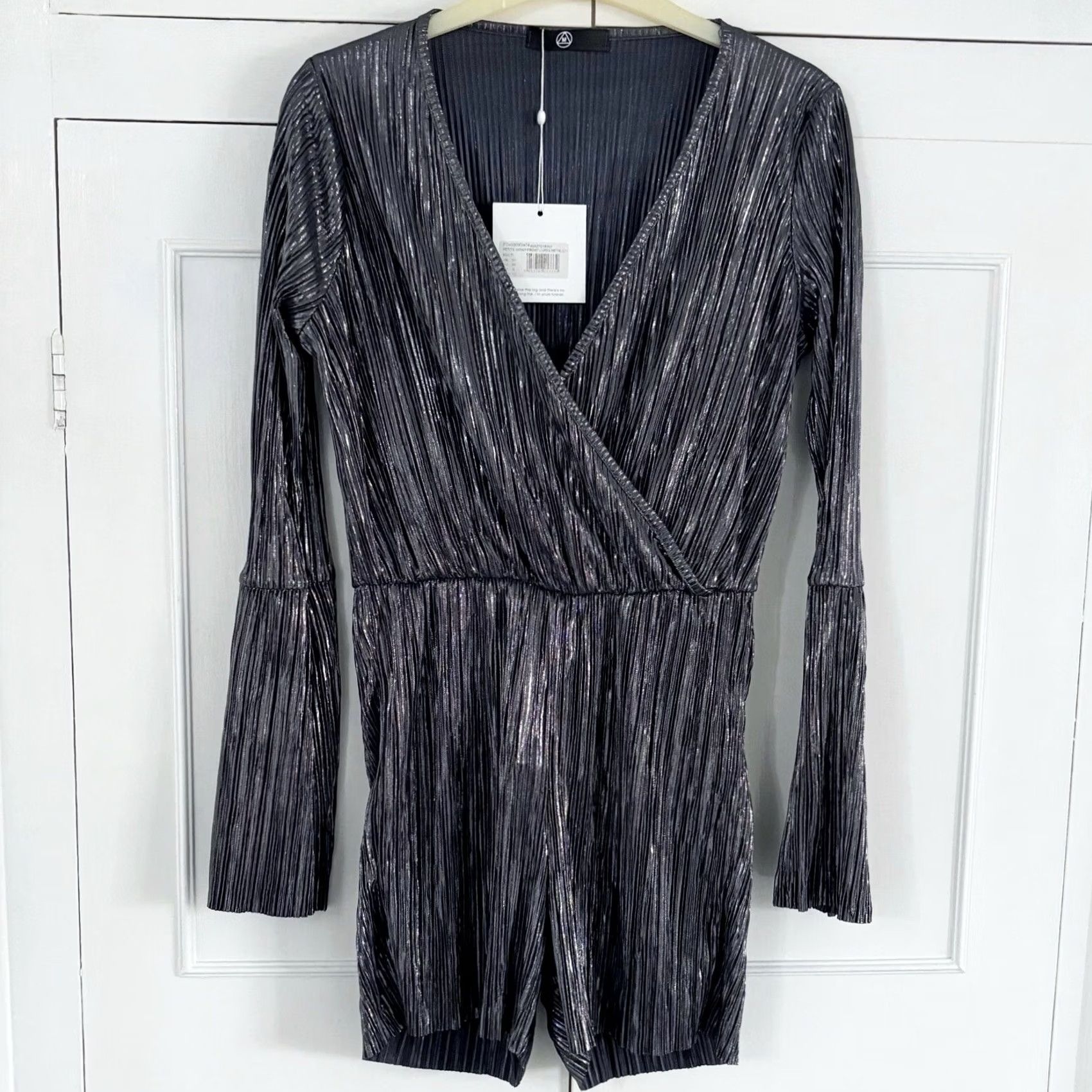 Missguided Missguided Playsuit Womens Petite Wrap Front Lurex Metallic Size UK 10 New With Tags Size 32" / US 10 / IT 46 - 2 Thumbnail