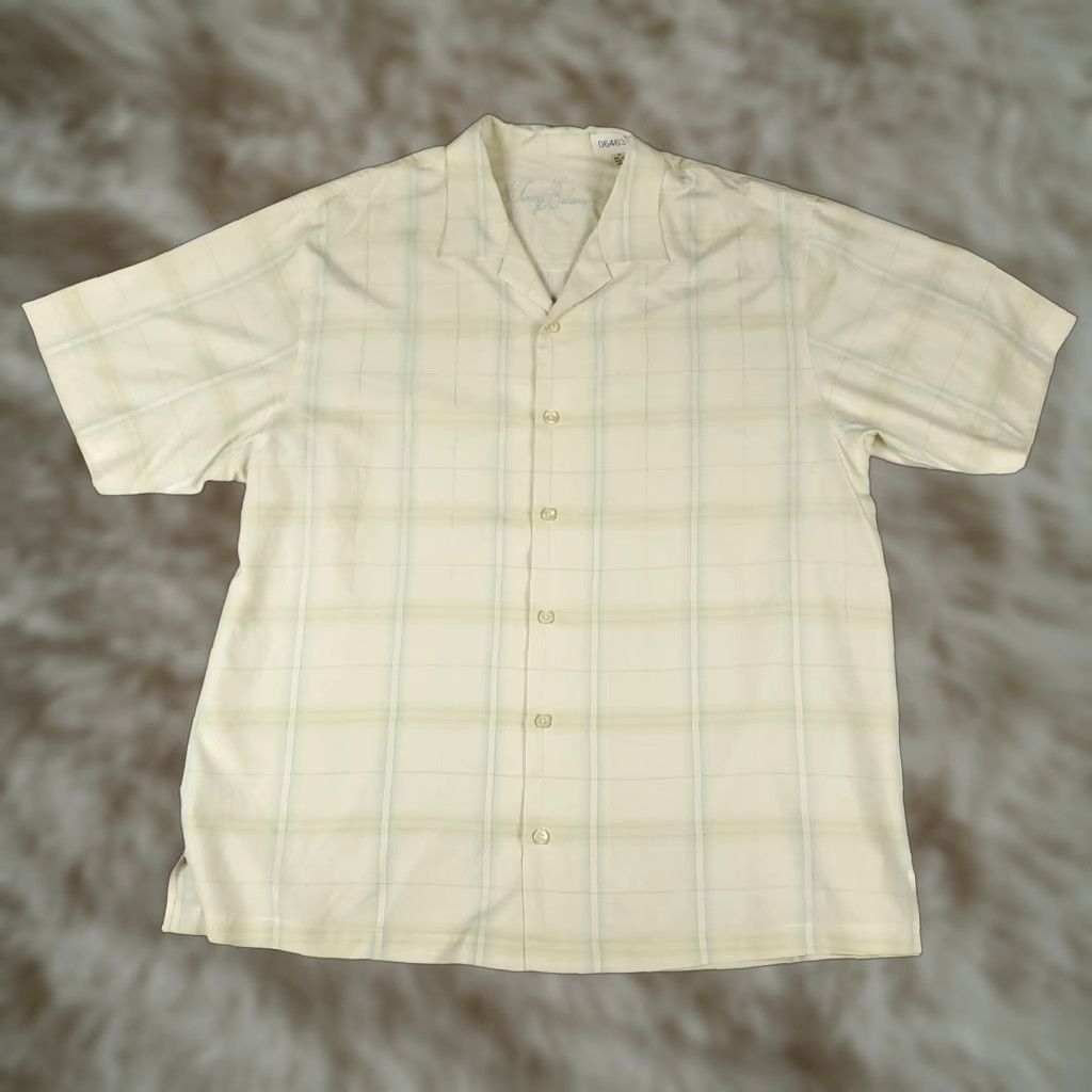 Tommy Bahama Tommy Bahama Shirt Mens XL Ivory Plaid Silk Hawaiian Button Up Short Sleeve Size US XL / EU 56 / 4 - 1 Thumbnail