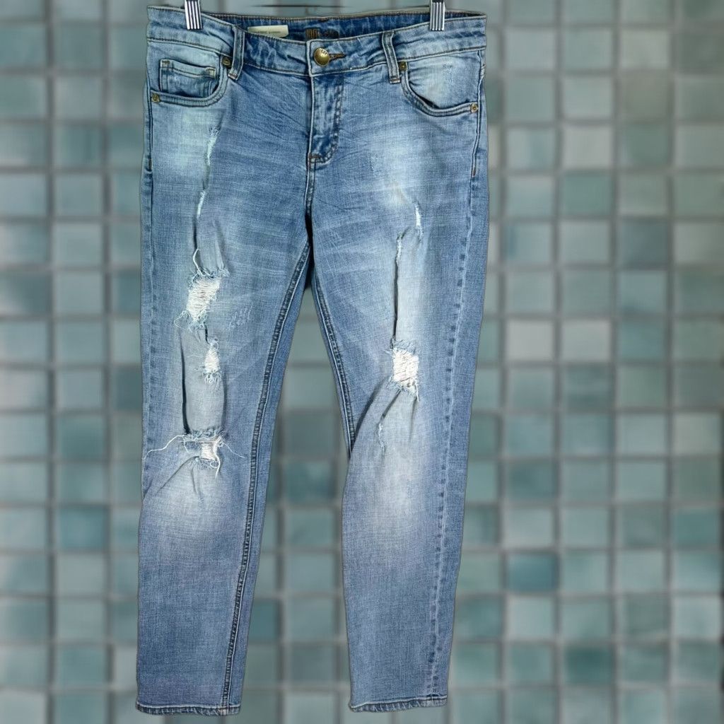 Vintage VINTAGE KUT from the Kloth Boyfriend Jeans Women's Size 6 Blue High-Rise Distressed 5-Pocket 32X31 Size 28" / US 6 / IT 42 - 1 Thumbnail