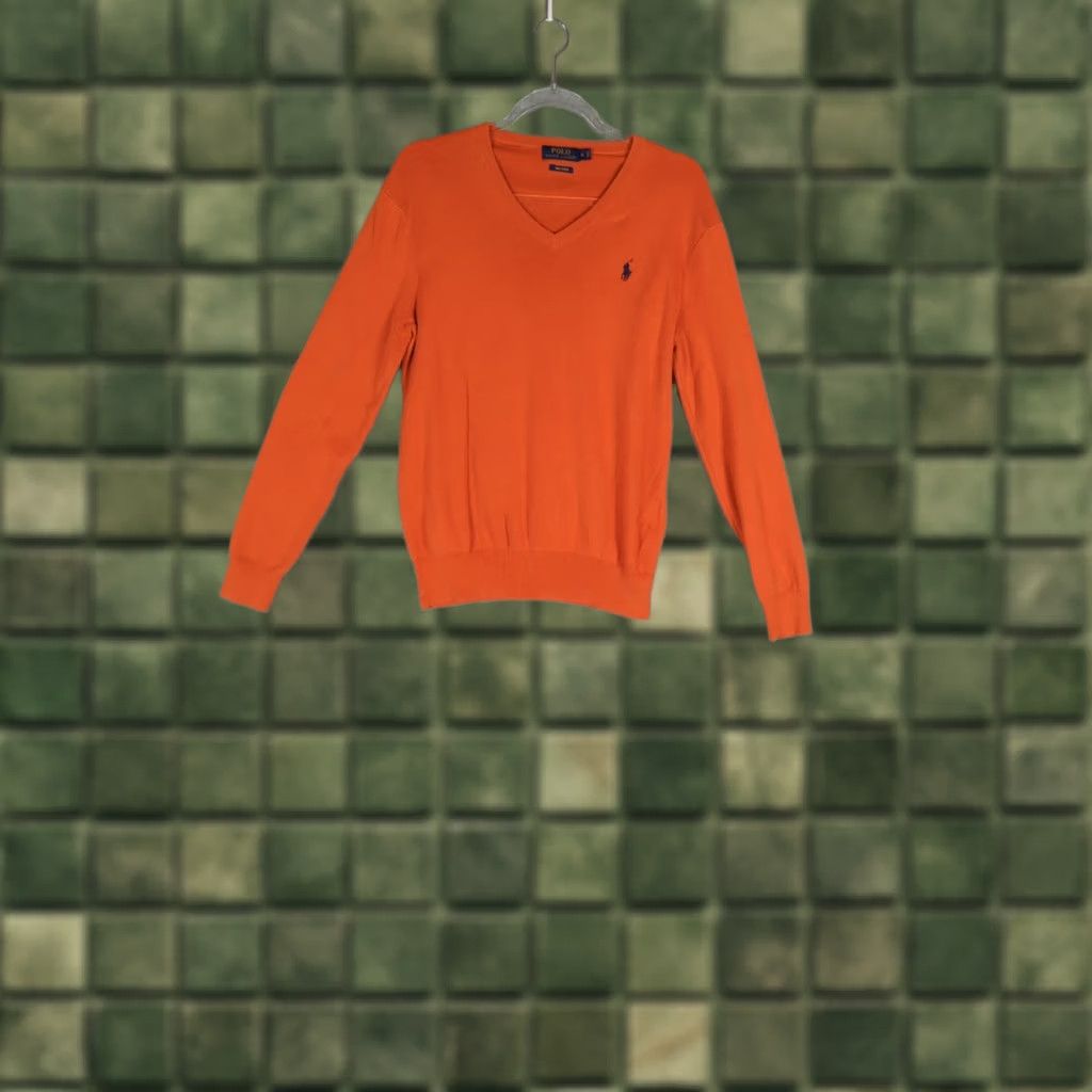 Polo Ralph Lauren Polo Ralph Lauren Mens S Orange V Neck Pullover Sweater Pima Cotton Size US S / EU 44-46 / 1 - 1 Thumbnail