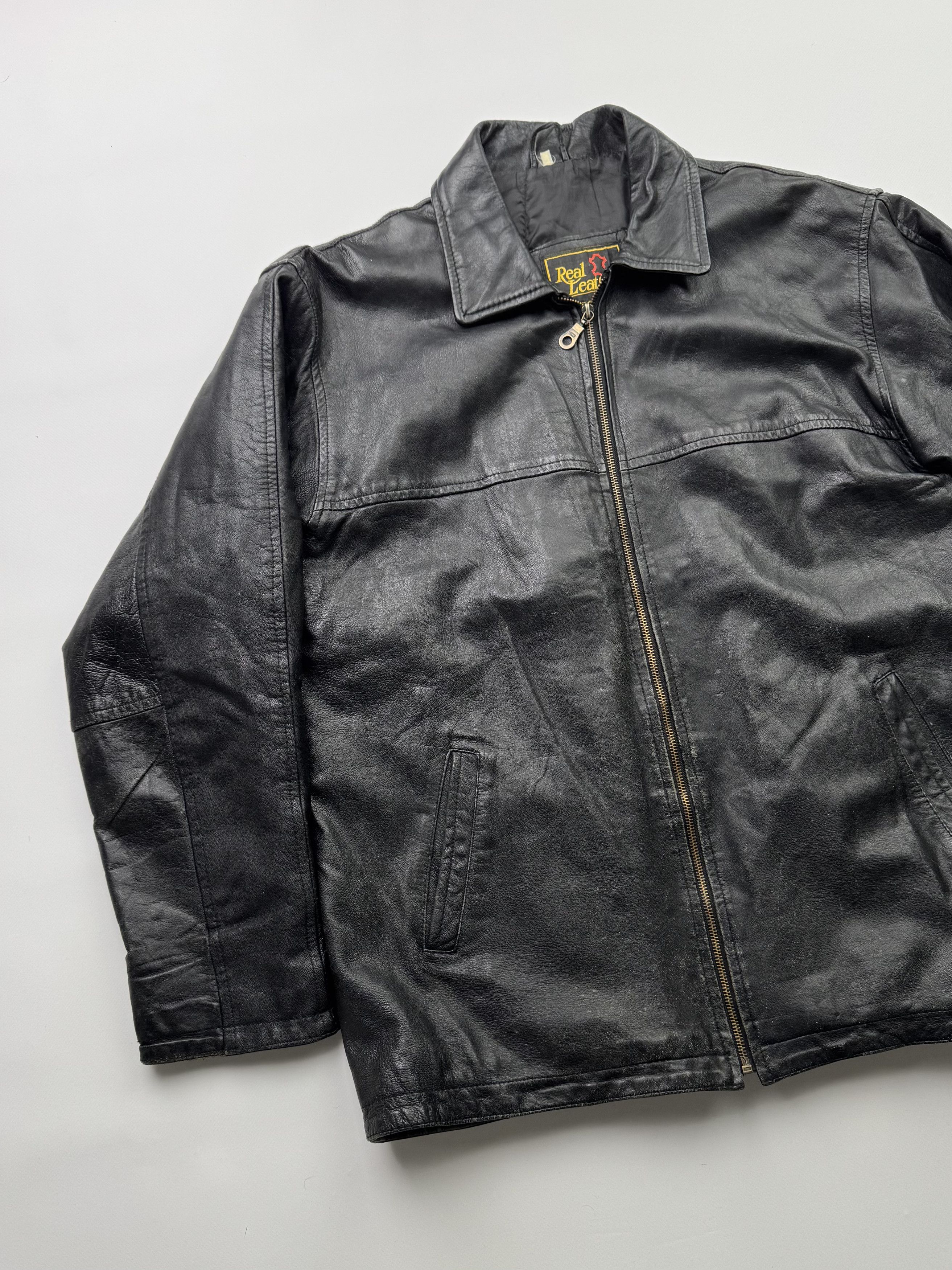 Japanese Brand Vintage Time Faded Leather Bomber Jacket(V36)E2 Size US L / EU 52-54 / 3 - 2 Thumbnail