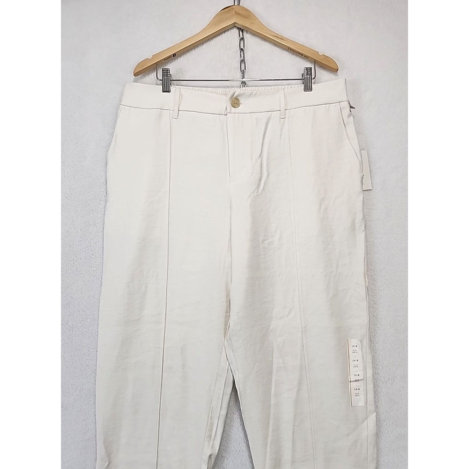 Vintage A New Day Ivory Pleated Elastic Waist Wide-Leg Pants Beach 16 Womens Modern Vintage: No (adjusted per rules: but must use original words only) Size 38" / US 16 / IT 52 - 5 Thumbnail