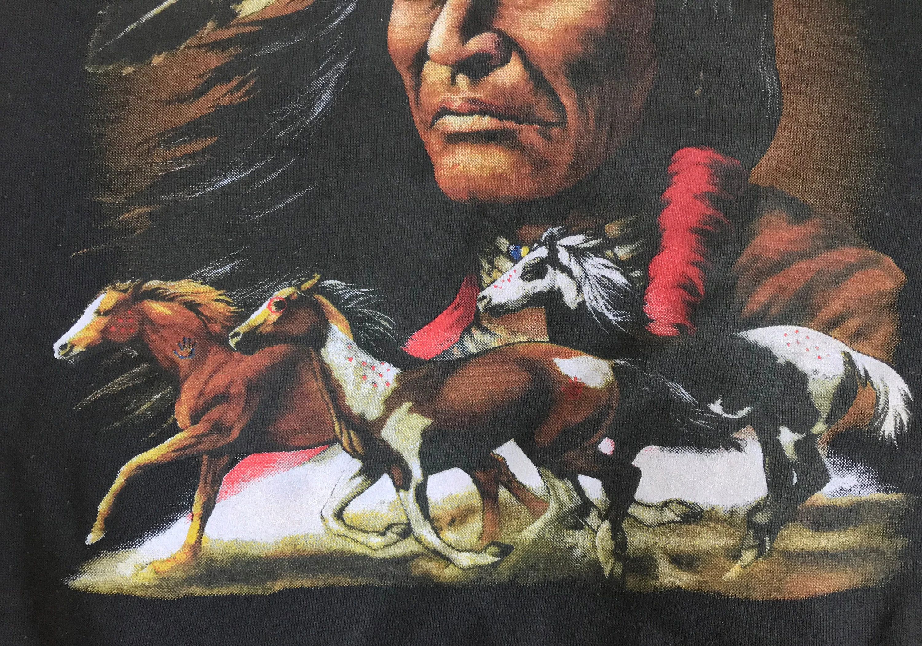 Vintage 80s 90s Native American Sweatshirt Crewneck Horses Mustang Size US M / EU 48-50 / 2 - 5 Thumbnail
