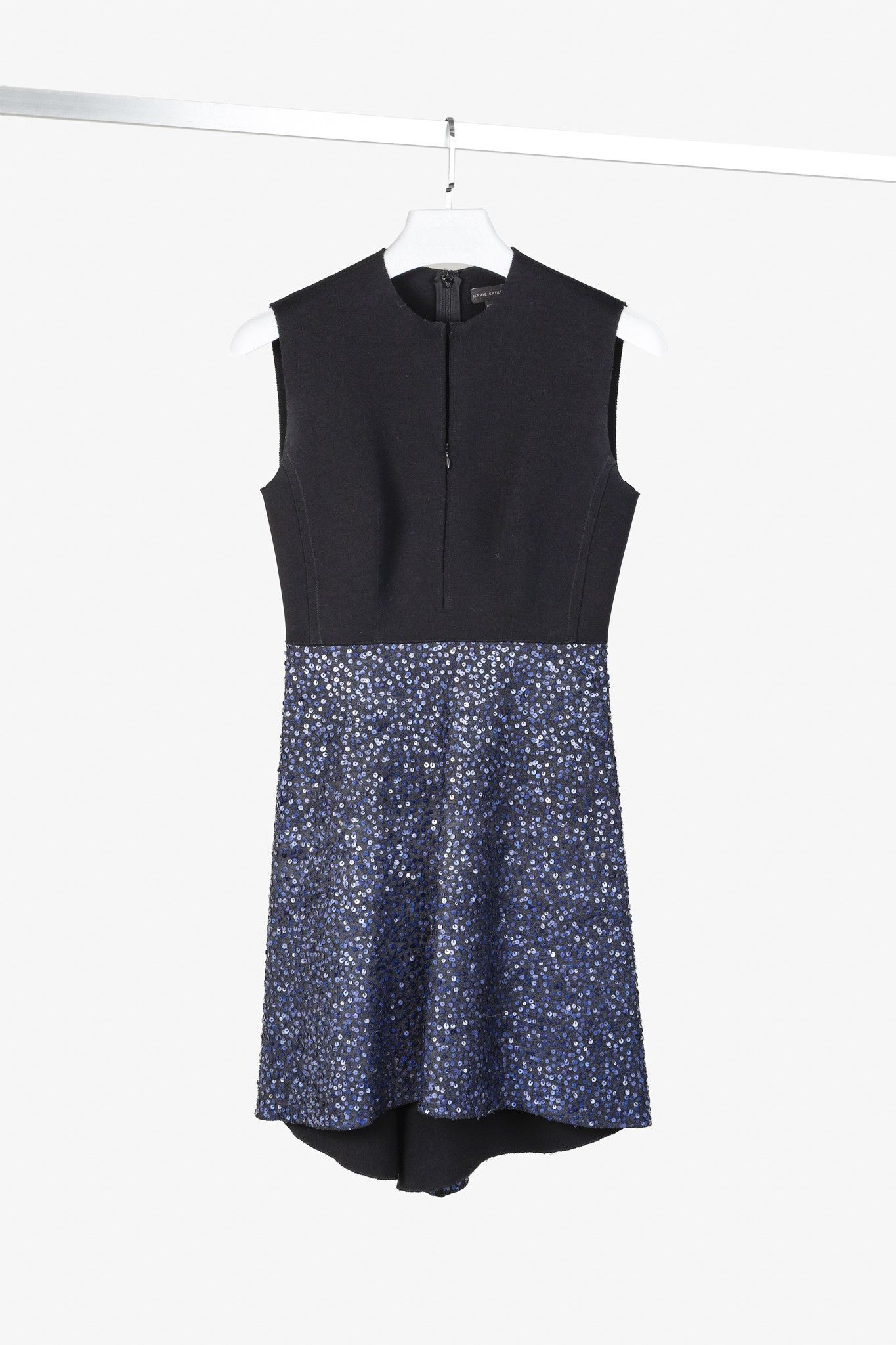 Marie Saint Pierre Marie Saint Pierre Black-Ponte Blue-Sequin Midi-Dress Size S / US 4 / IT 40 - 1 Thumbnail