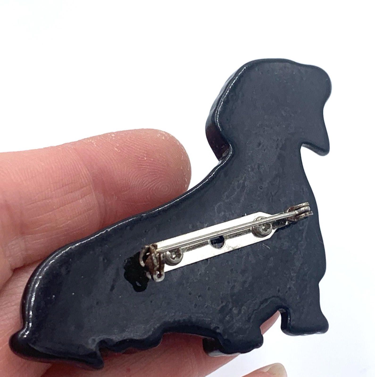 Other Daschund Hound Black Lucite Dog Brooch Mid century Size ONE SIZE - 3 Thumbnail