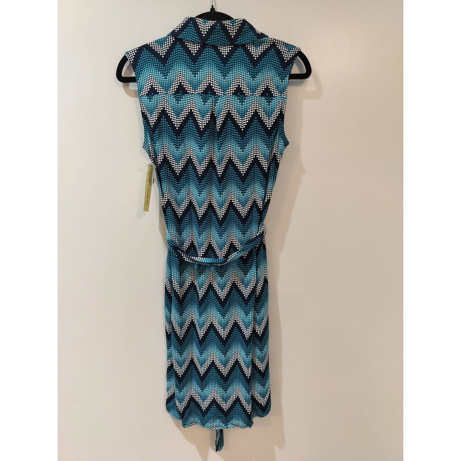Other Tacera Chevron Print Sleeveless Shirt Dress S Tie Waist Blue Size S / US 4 / IT 40 - 4 Thumbnail