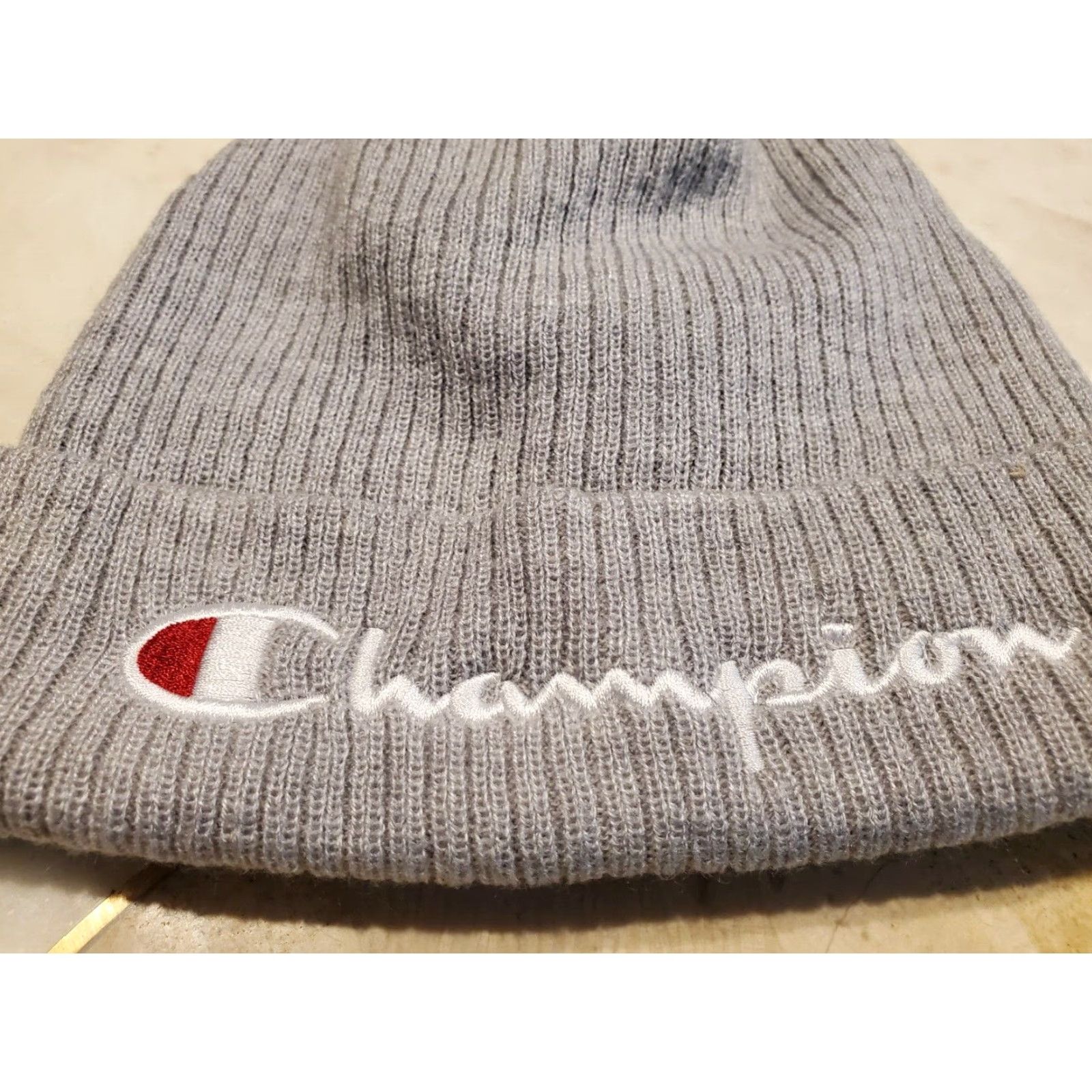 Champion Champion Mens Logo Cuffed Beanie Gray OS NWT Ribbed Acrylic Hat Accessories Size ONE SIZE - 7 Thumbnail