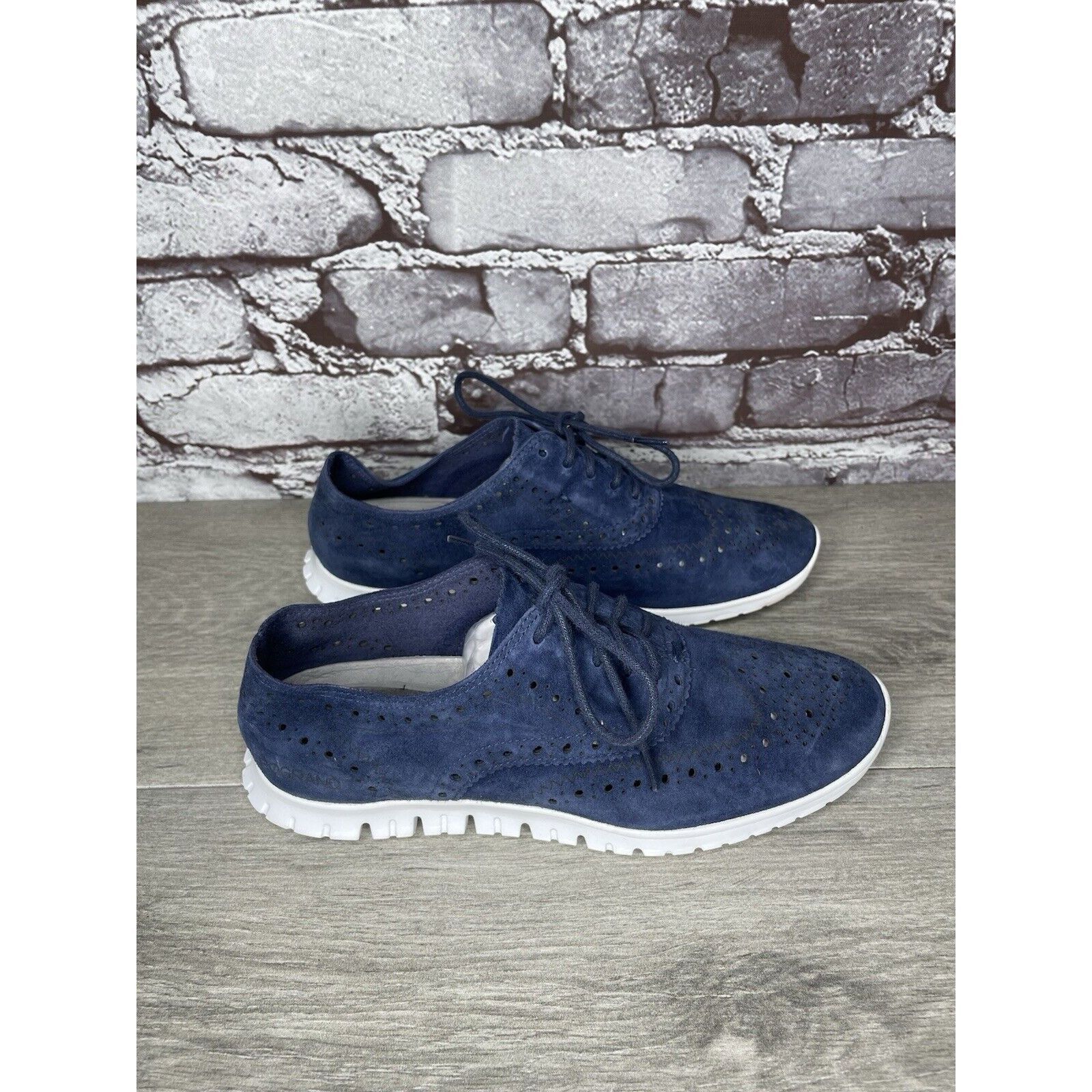 Cole Haan Cole Haan Zerogrand Blue Suede Wingtip Oxfords Women Sz 5.5B Size US 5.5 / IT 35.5 - 16 Thumbnail