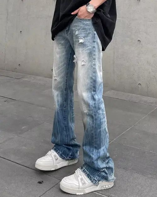 Japanese Brand × Jean High street cleanfit washed distressed ripped flared jeans Size US 32 / EU 48 - 2 Thumbnail