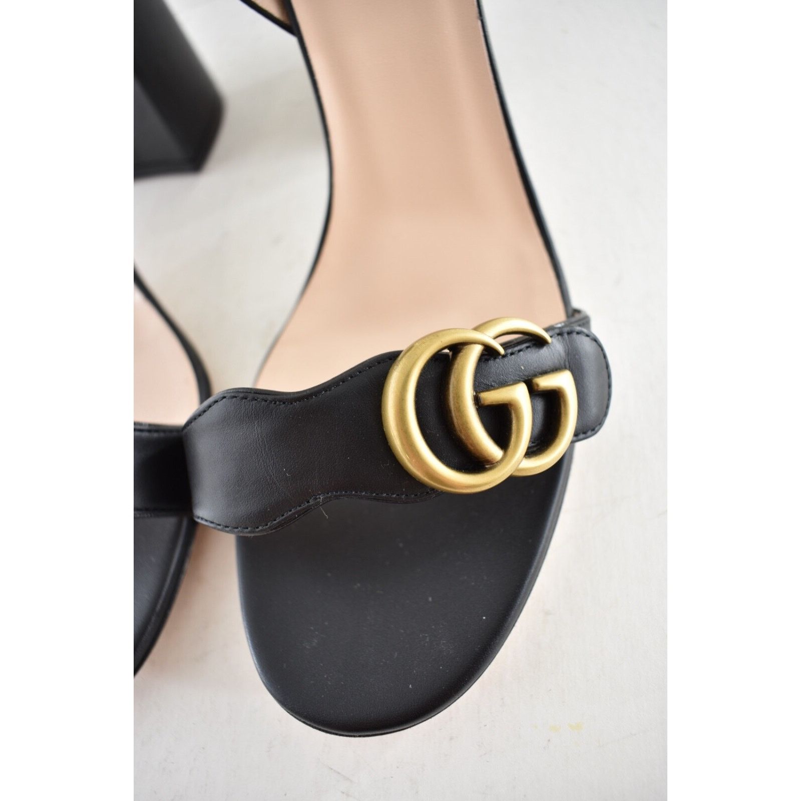 Gucci Gucci Marmont Black Leather Gold GG Logo Block Heel Ankle Size US 10 / IT 40 - 4 Thumbnail