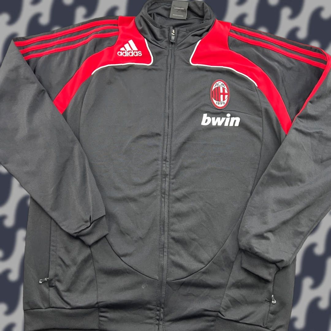 Adidas adidas AC Milan 2008 2009 Track Football Jacket Medium Black Red Full Zip Jacket Mens M Size US M / EU 48-50 / 2 - 1 Thumbnail