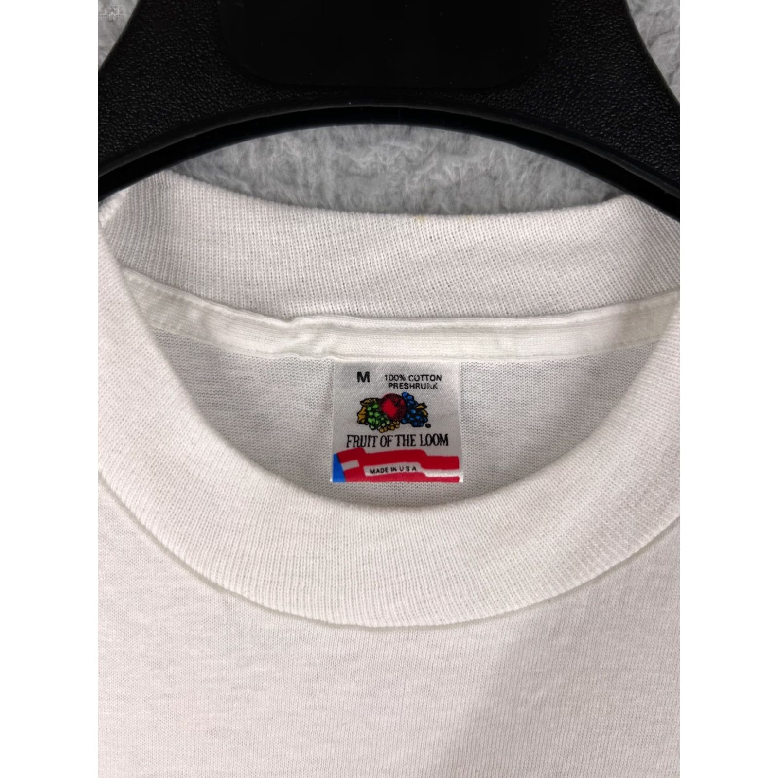 Fruit Of The Loom VINTAGE Fruit of the Loom Shirt Mens Medium White Single Stitch Hollywood Police Cotton 90s USA Beach California Outdoor Logo Flying? Size US S / EU 44-46 / 1 - 7 Thumbnail