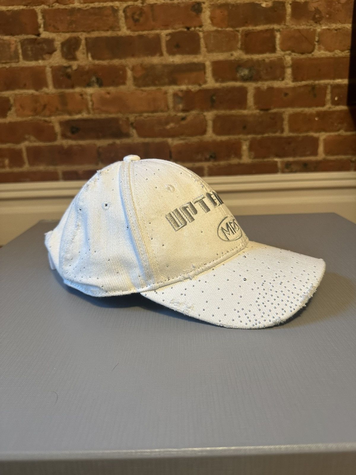 Martine Rose SS/24 Runway Studded MR Logo Distressed Hat Size ONE SIZE - 2 Thumbnail