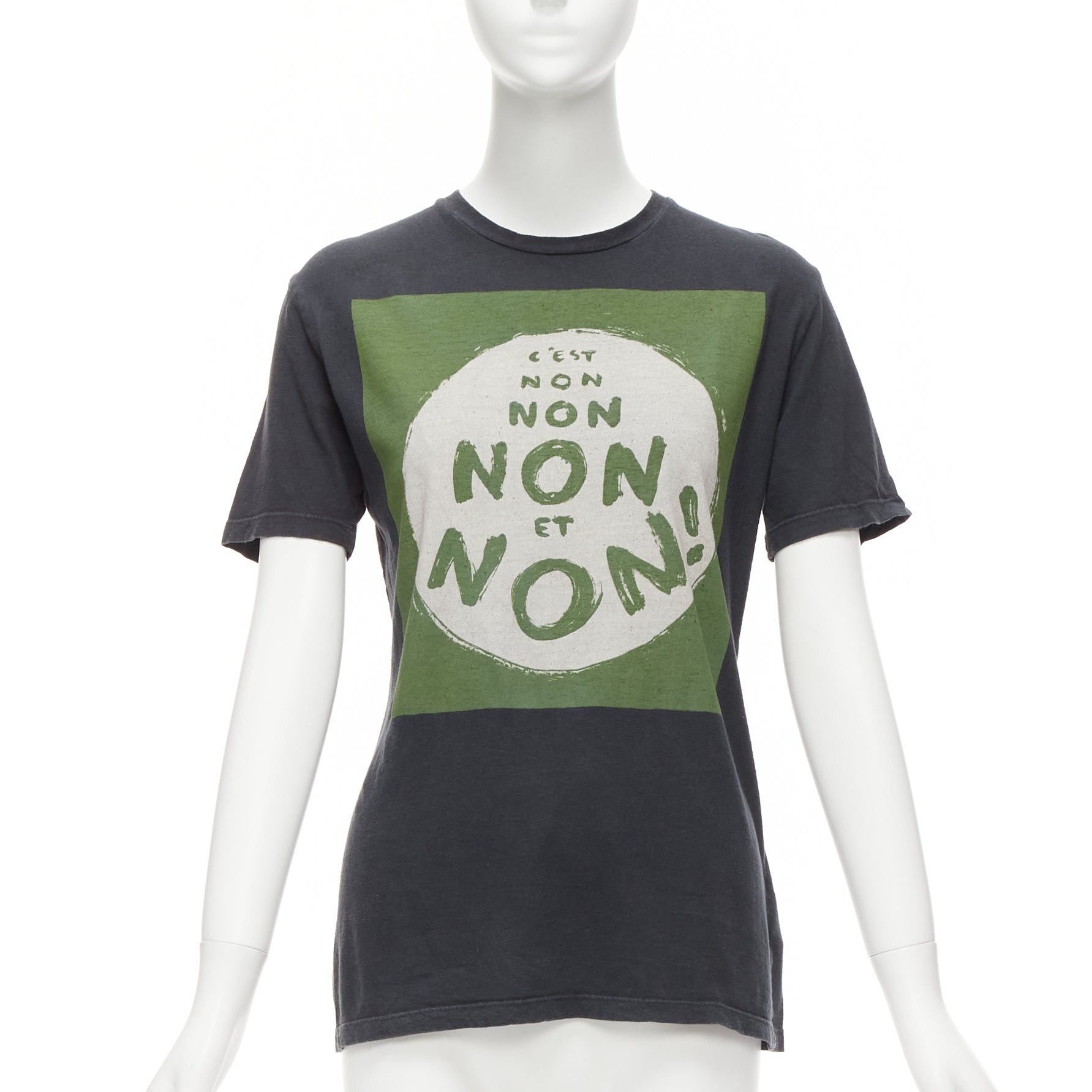 Dior CHRISTIAN DIOR Non Non Et Non washed black green cotton linen tshirt XS Size S / US 4 / IT 40 - 1 Thumbnail