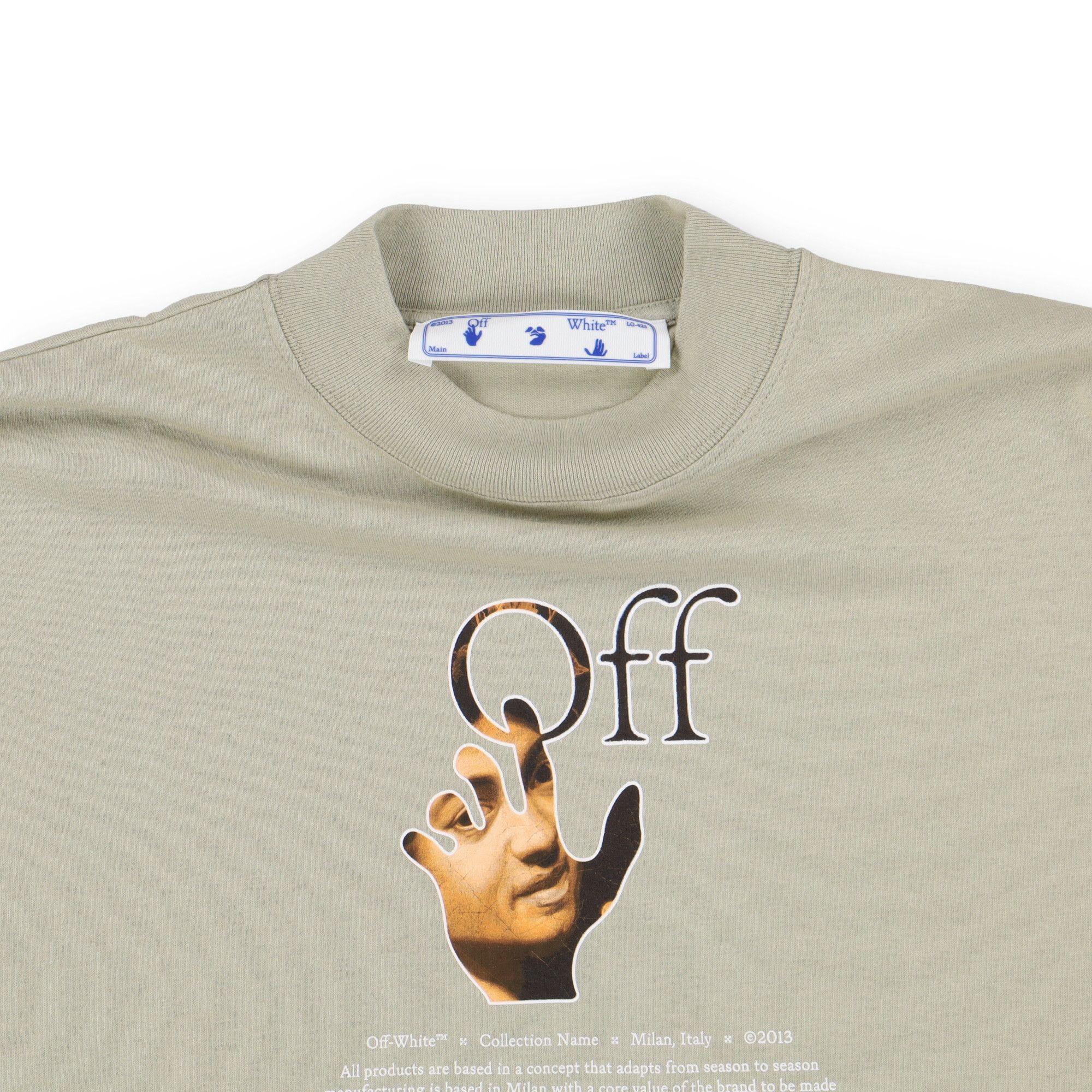 Off-White Beige Caravaggio Hand Off Oversized Mock Neck LS T-Shirt Size US M / EU 48-50 / 2 - 2 Thumbnail