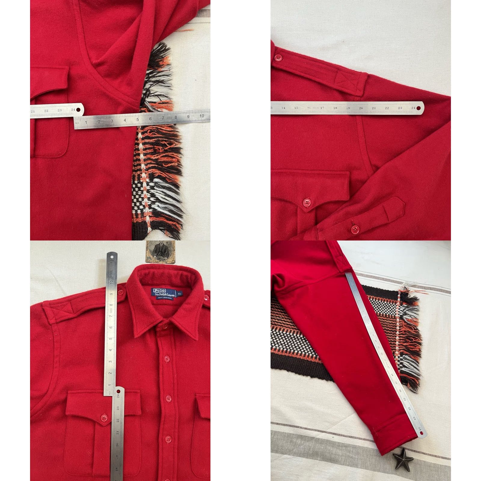 Polo Ralph Lauren VINTAGE Polo Ralph Lauren Wool CPO Shirt XL-2XL Red - Button-Up, Long Sleeve, Casual, Casual Mens Shirt XL Red Wool Twill Damaged? Size US XL / EU 56 / 4 - 8 Thumbnail