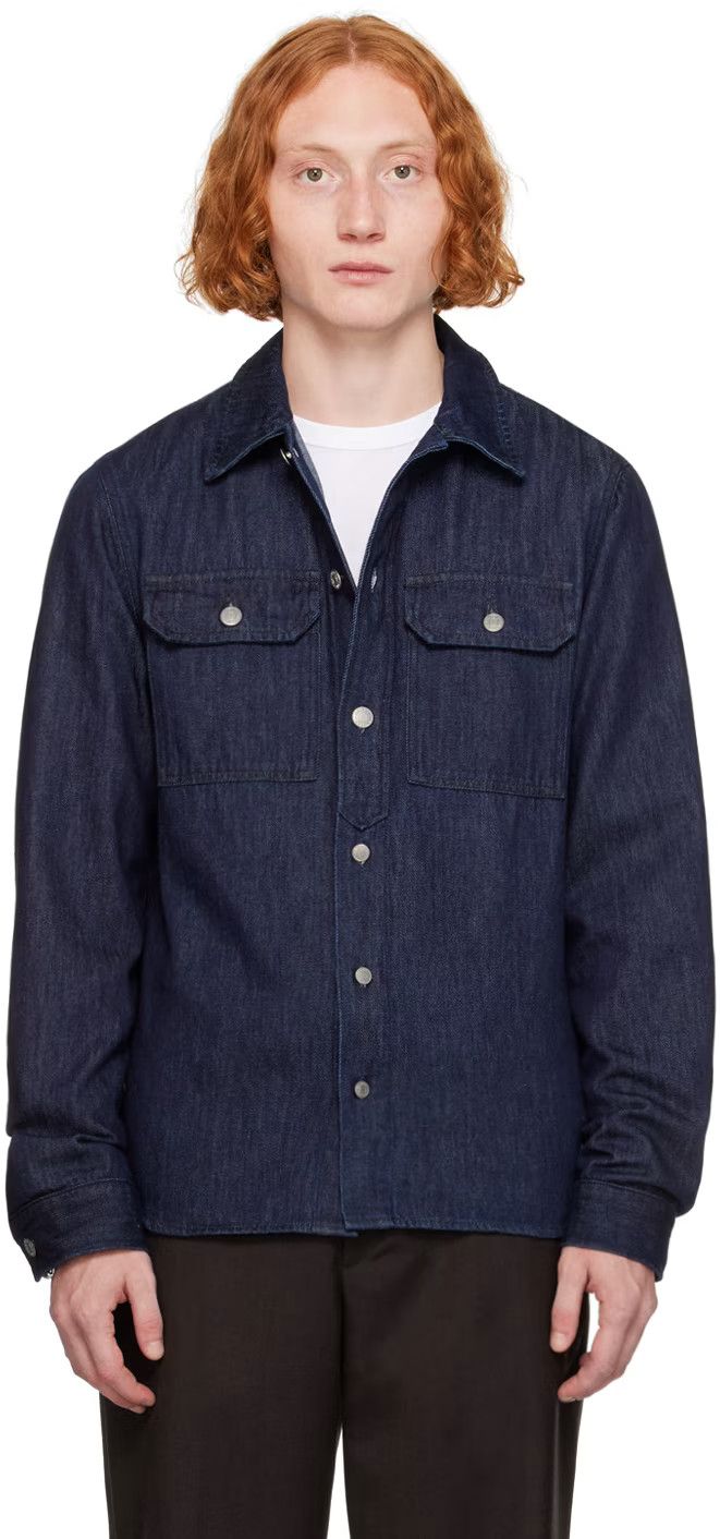 Dries Van Noten o1h1sh11224 Denim Shirt in Indigo Size US L / EU 52-54 / 3 - 5 Thumbnail
