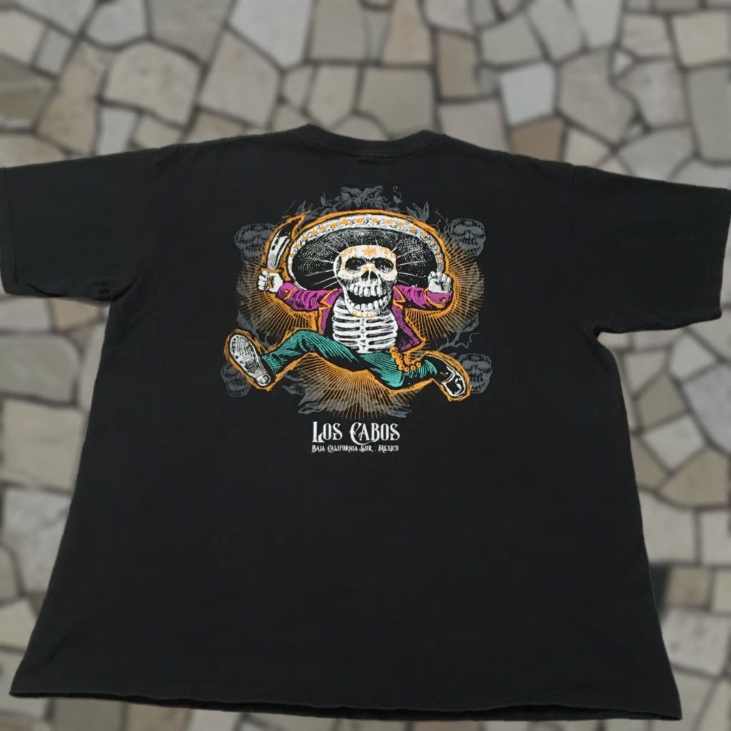 Vintage VINTAGE Yazbek T-Shirt Men Black XL Crew Neck Short Sleeve Graphic Sword Skeleton Los Cabos Size US XL / EU 56 / 4 - 1 Thumbnail