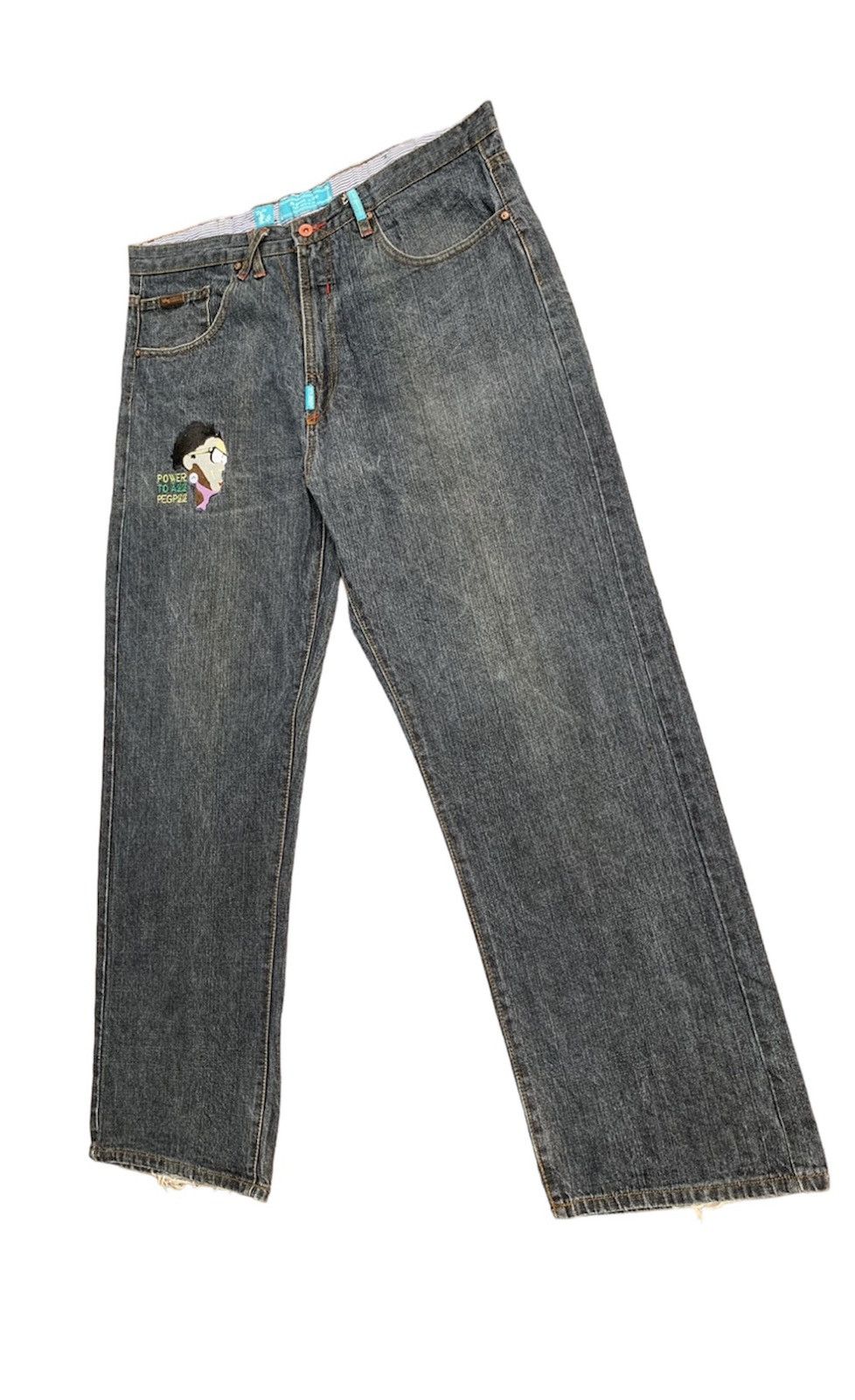 Vintage L.R.G Hip Hop Make Jeans Not War Baggy Denim Pants Size US 38 / EU 54 - 3 Thumbnail