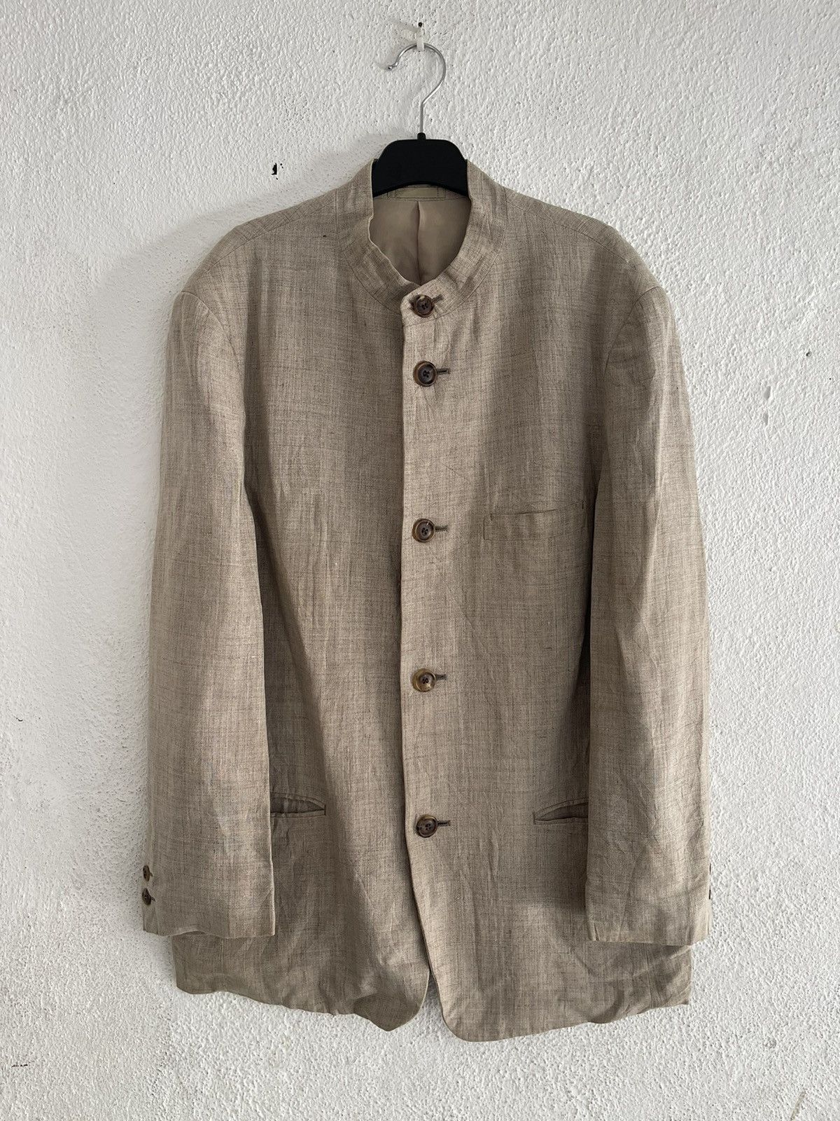 Issey Miyake Issey Miyake Linen Jacket Mandarin Collar 3 Pocket Size US M / EU 48-50 / 2 - 1 Thumbnail