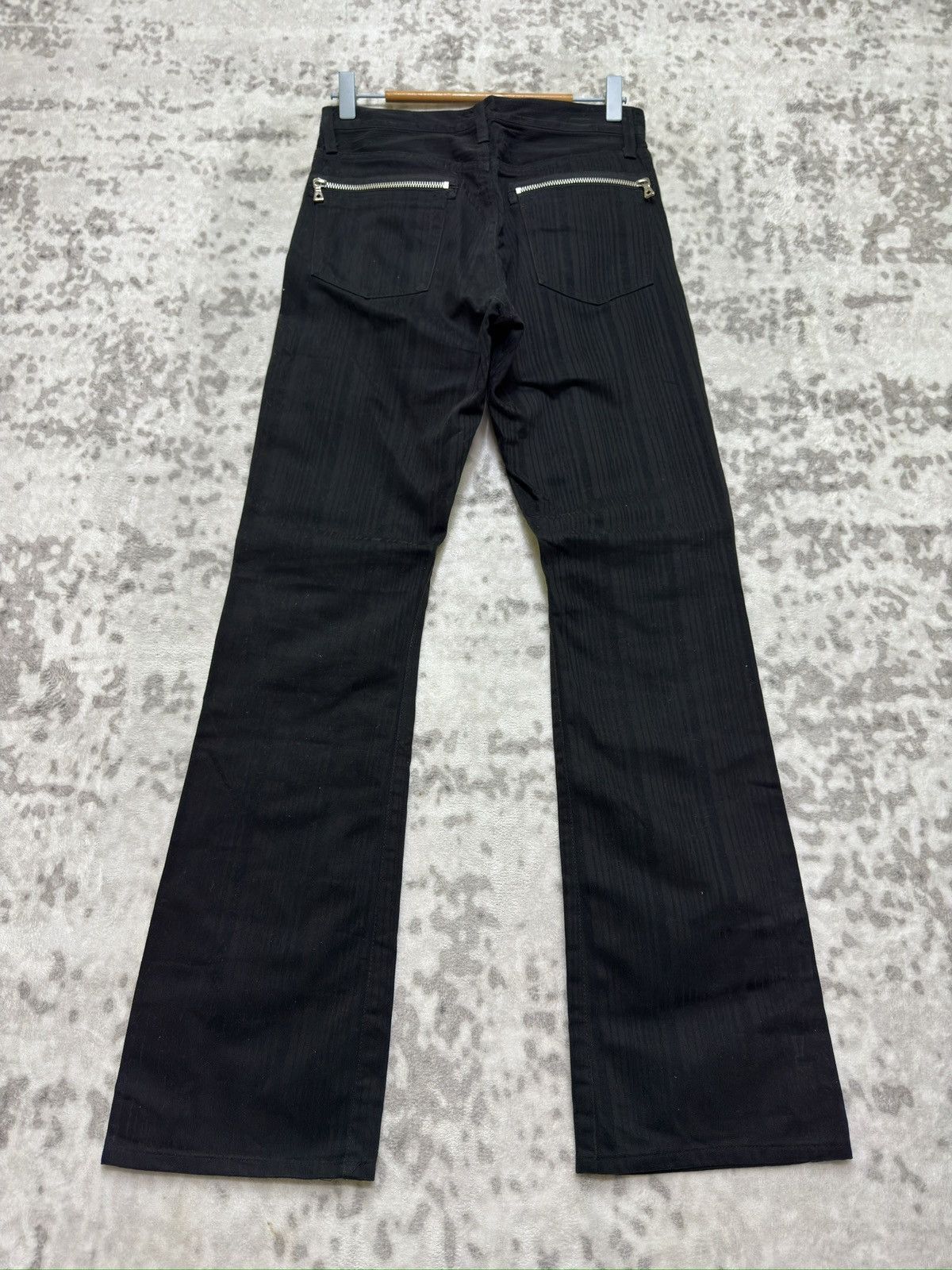 Japanese Brand Flare Semantic Design Pinstripes Zipper Pocket Denim Pant Size US 27 - 2 Thumbnail