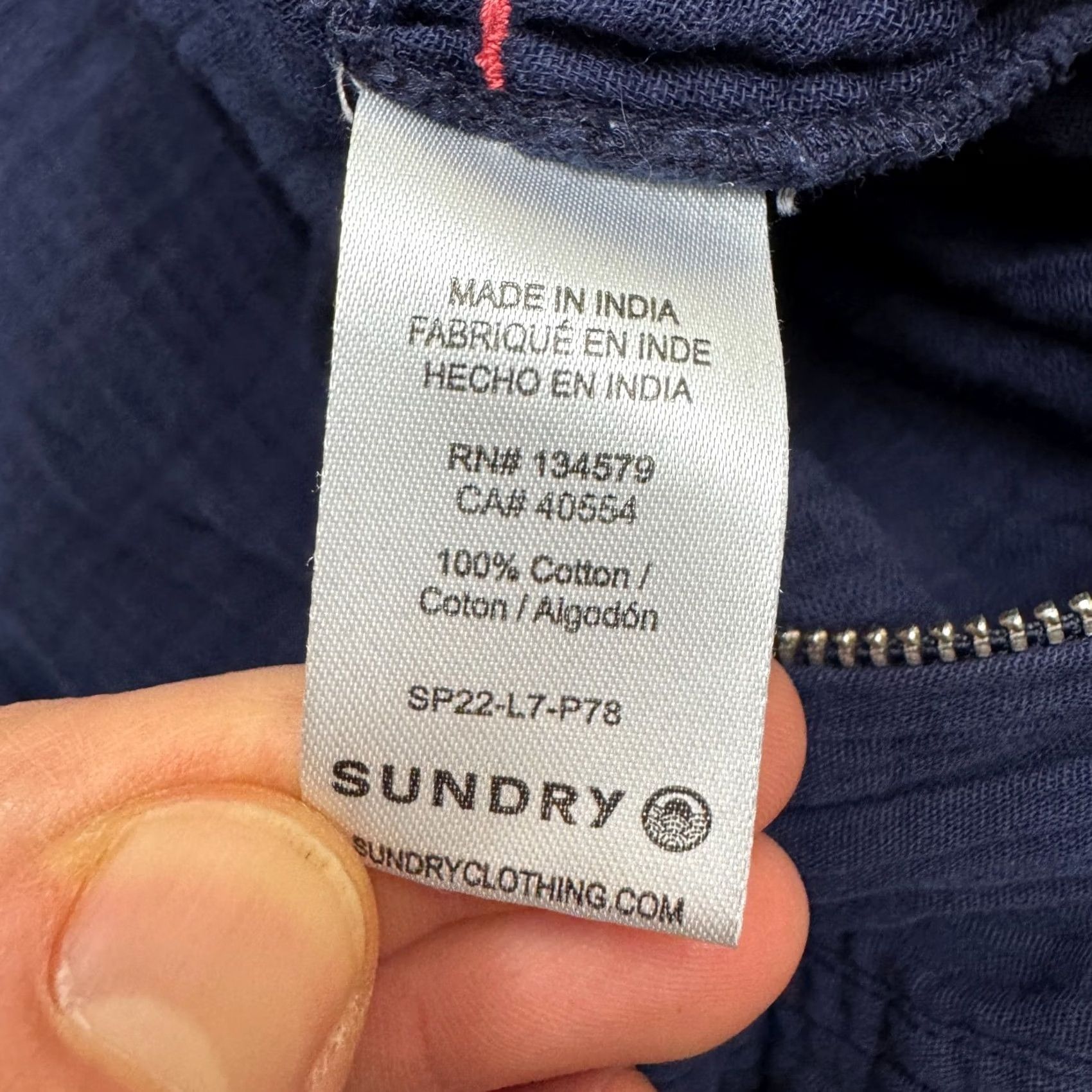 Sundry Sundry Cotton Gauze Zip Up Jumpsuit Womens 0 Navy Blue Drawstring Short Sleeve Jumpsuit Casual Women's Sundry Blue 0 XS? Size 25" / US 0 / IT 36 - 7 Thumbnail