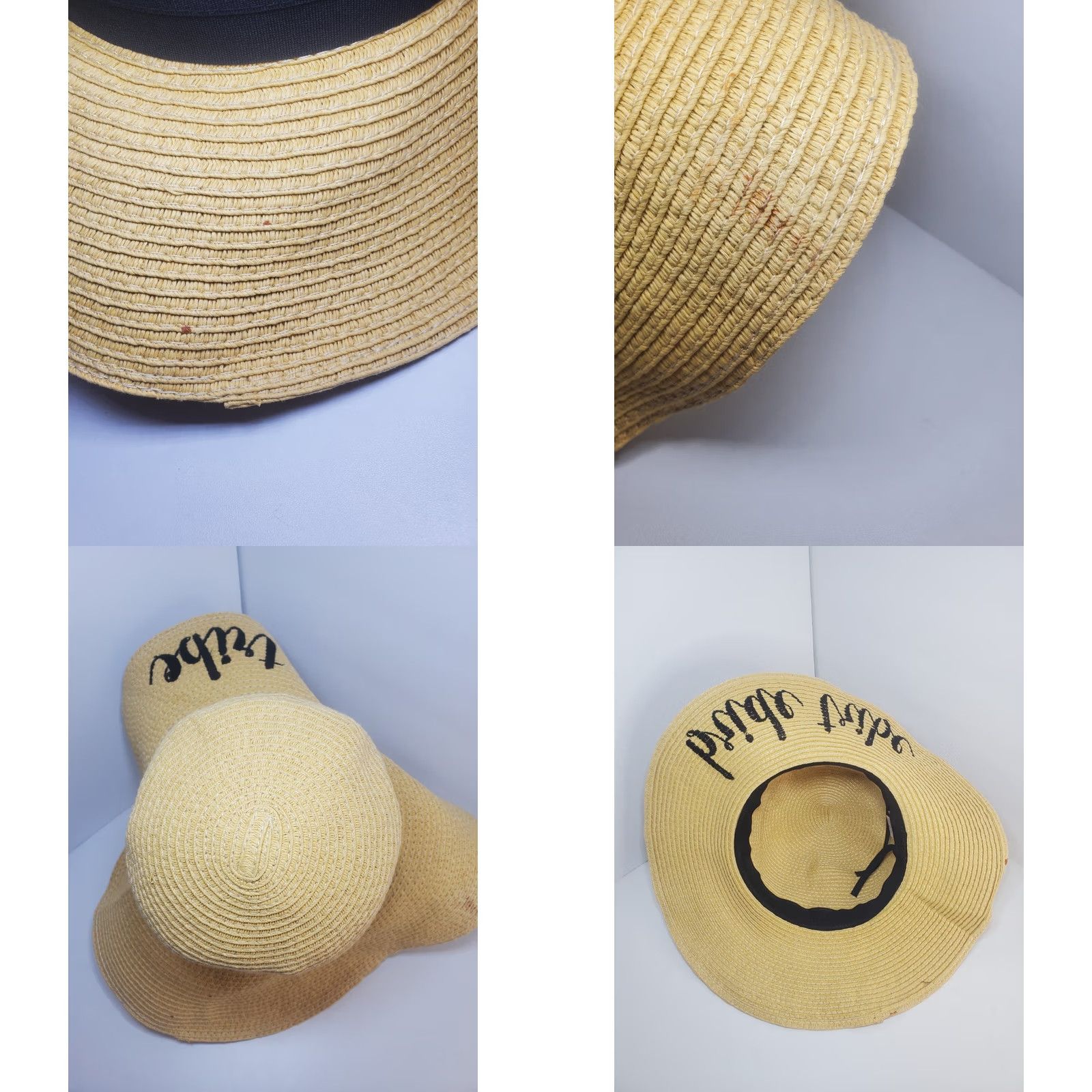 Vintage CC Collection Women's Bride Tribe Beach Embroidered Large Floppy Brim Sun Hat Size ONE SIZE - 8 Thumbnail
