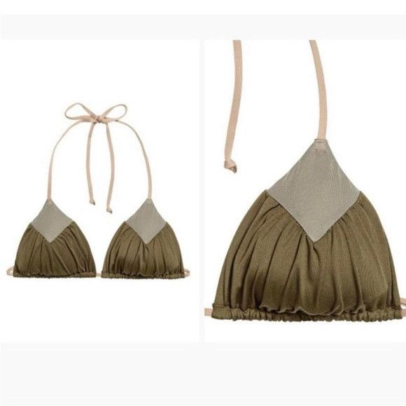 H&M NWOT (S) Adjustable Olvie Green Triangle Bikini Top Size M / US 6-8 / IT 42-44 - 3 Thumbnail