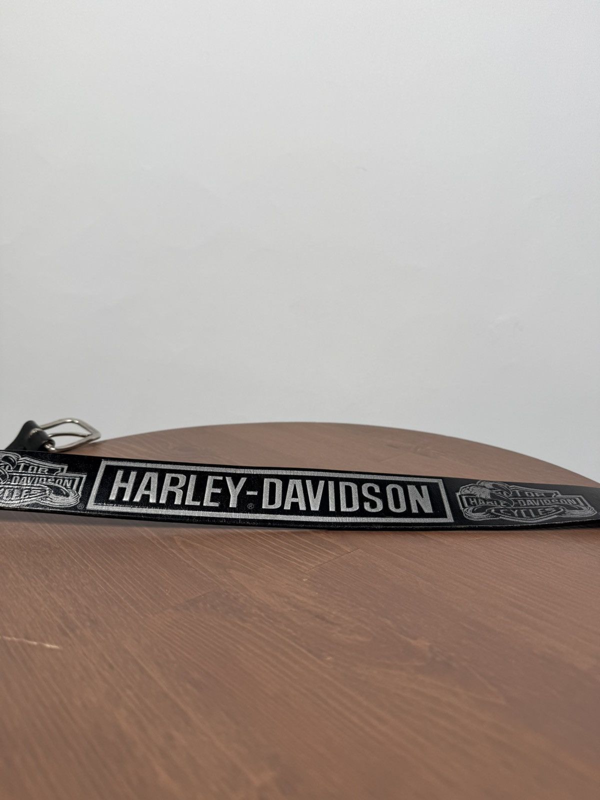 Harley Davidson Y2K Made in USA Harley Davidson Black Leather Belt Size 32 - 2 Thumbnail