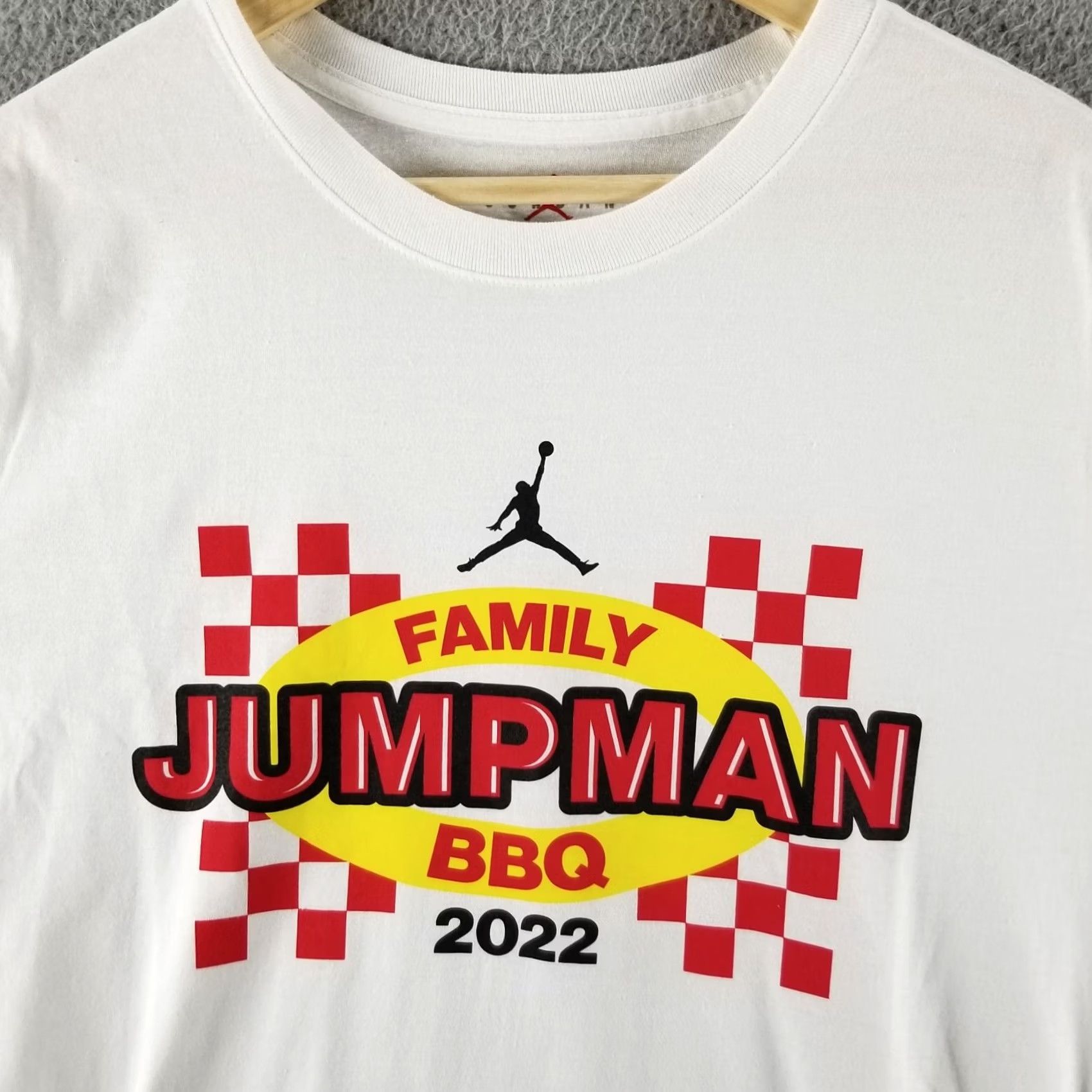 Nike Nike Jordan Jumpman BBQ 2022 Shirt XL White Crew Neck Short Sleeve Men T-Shirt Jordan Jumpman Sports World Headquarters Exclusive Tee Size US XL / EU 56 / 4 - 2 Thumbnail