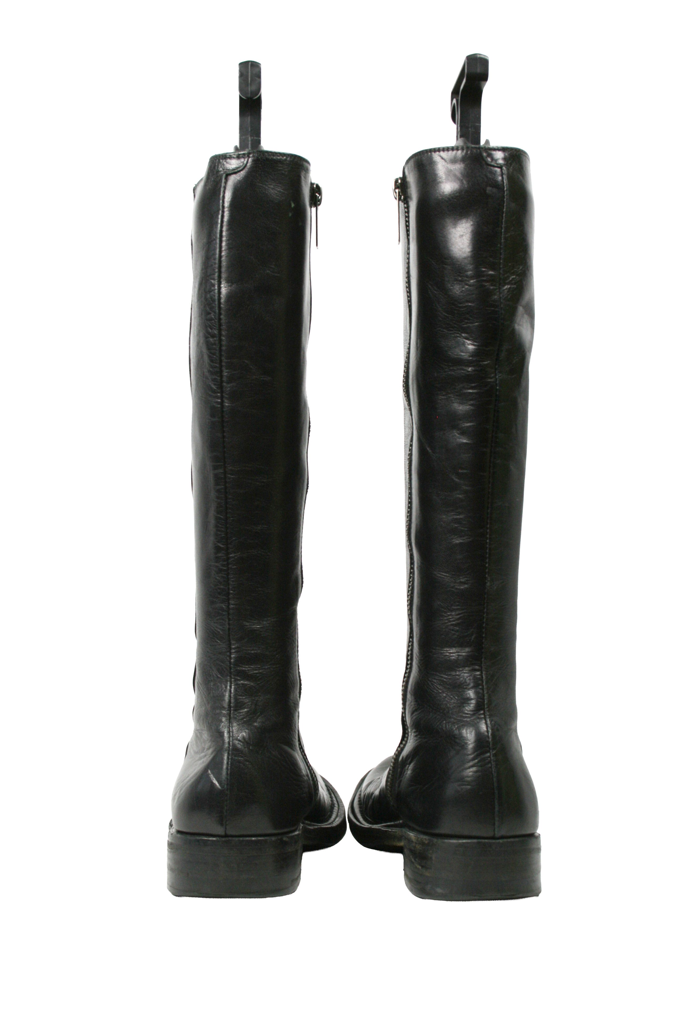 RoccoP 00S Avant Garde Biker Riding Leather Knee Boots Vintage Size US 6 / IT 36 - 12 Thumbnail