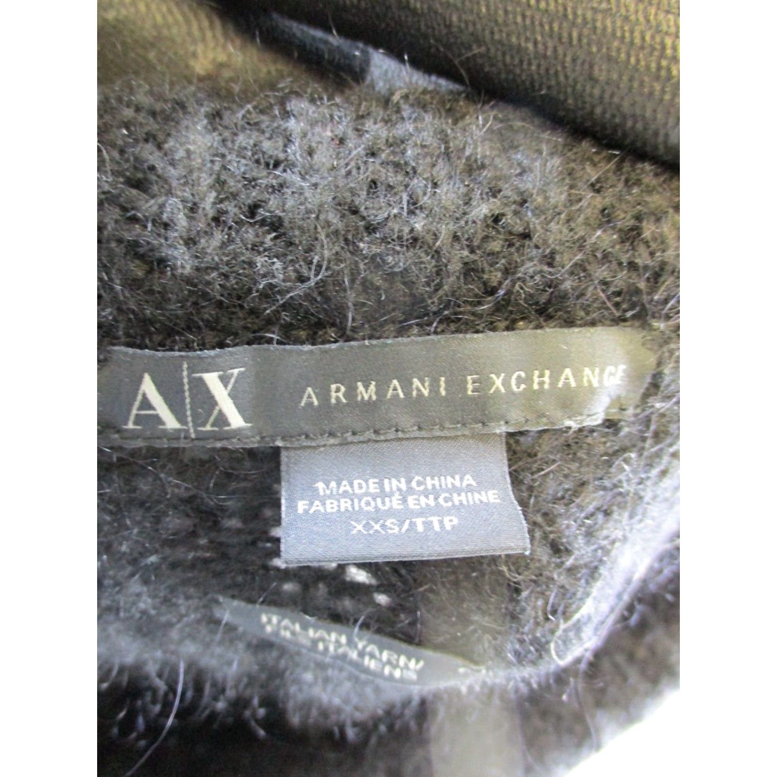Armani Exchange VINTAGE Armani Exchange Sweater Womens 2XS Black Open-Knit Italian Pullover Long Sleeve Crew Neck Size XXS / US 00 / IT 34 - 3 Thumbnail