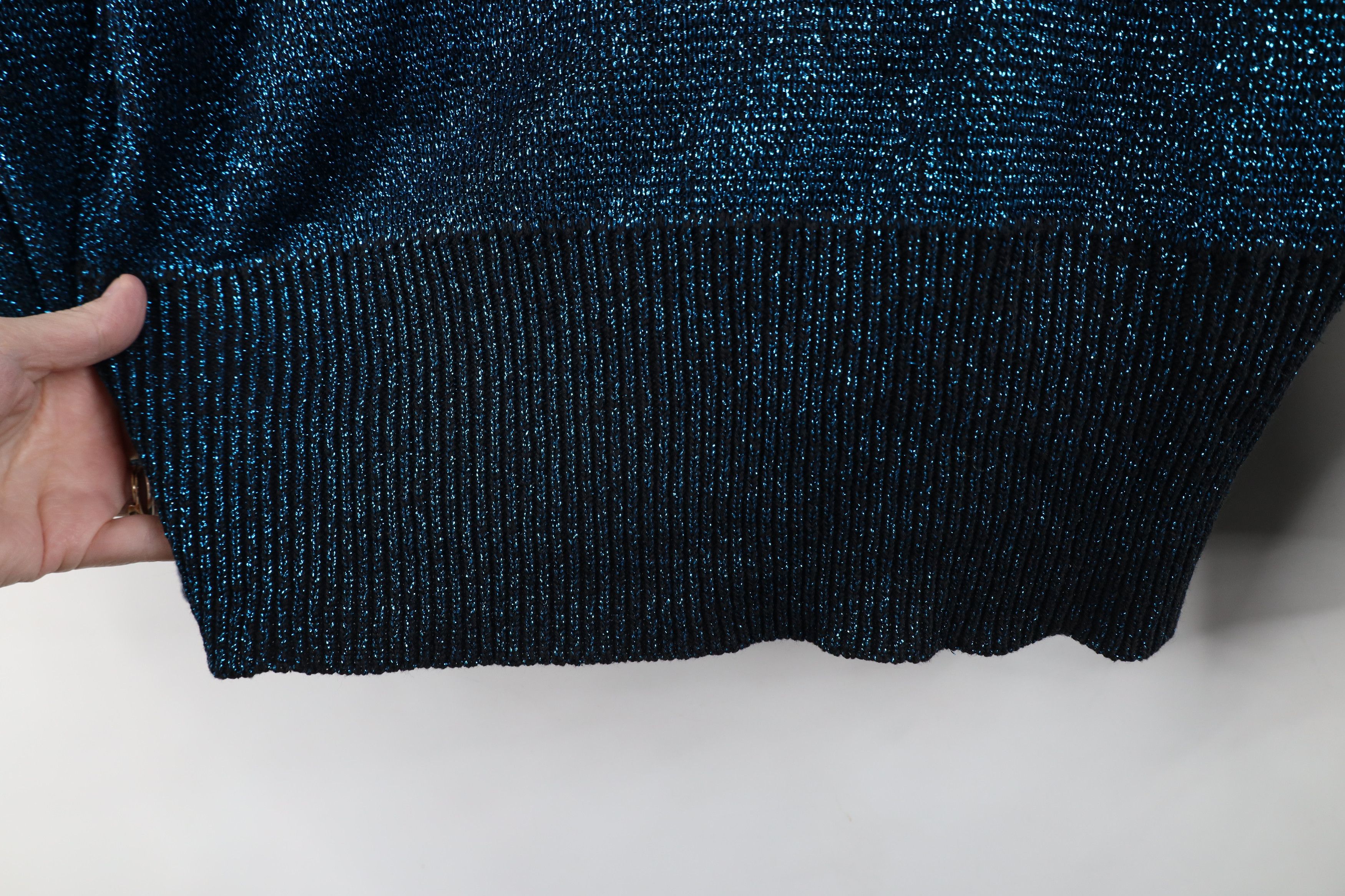 Pierre Cardin Vintage 80s 90s Pierre Cardin Metallic Knit Sweater Blue USA Size S / US 4 / IT 40 - 4 Thumbnail