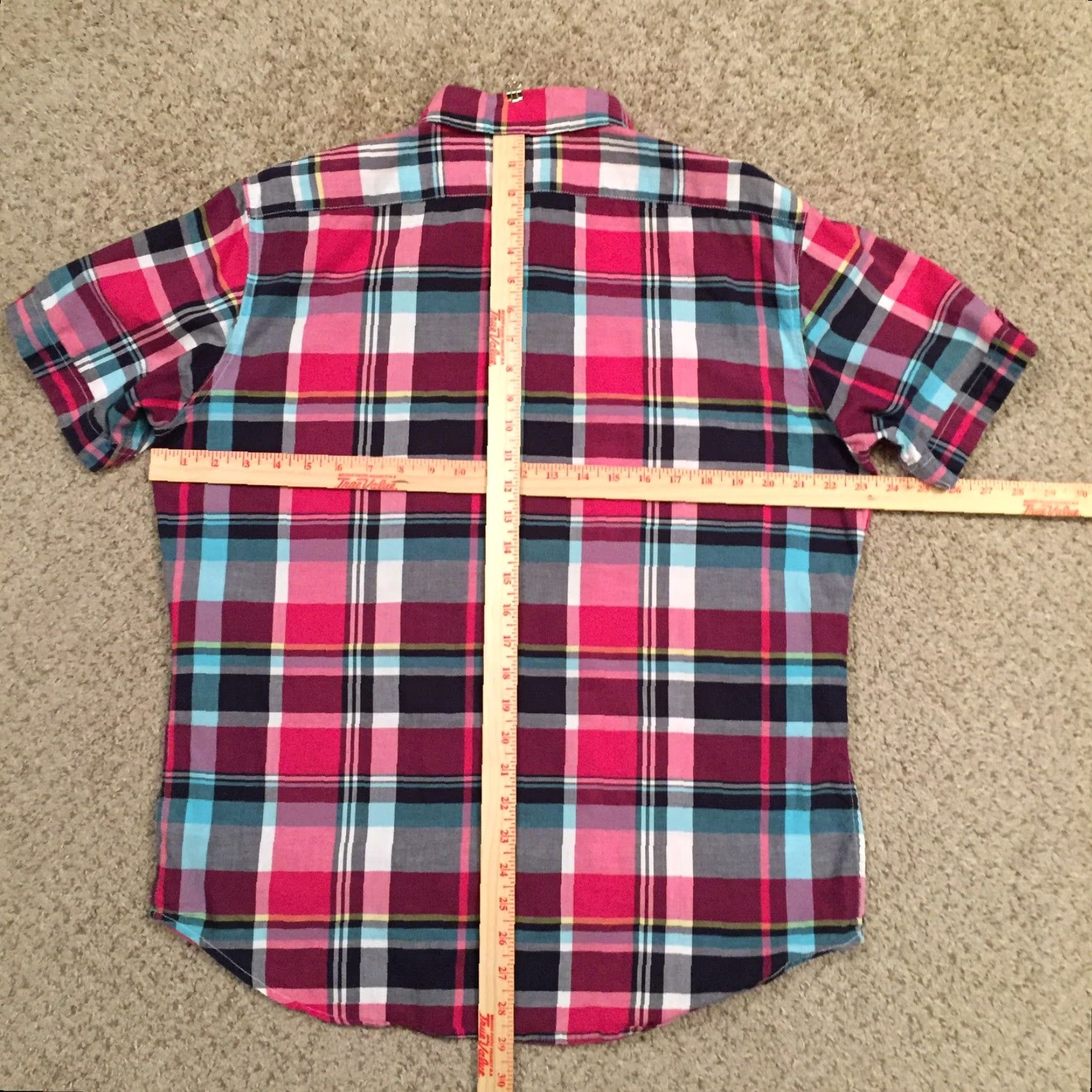 Old Navy Old Navy Button-Up Shirt Mens L Slim Fit Pink Plaid Short Sleeve Pockets Size US L / EU 52-54 / 3 - 6 Thumbnail