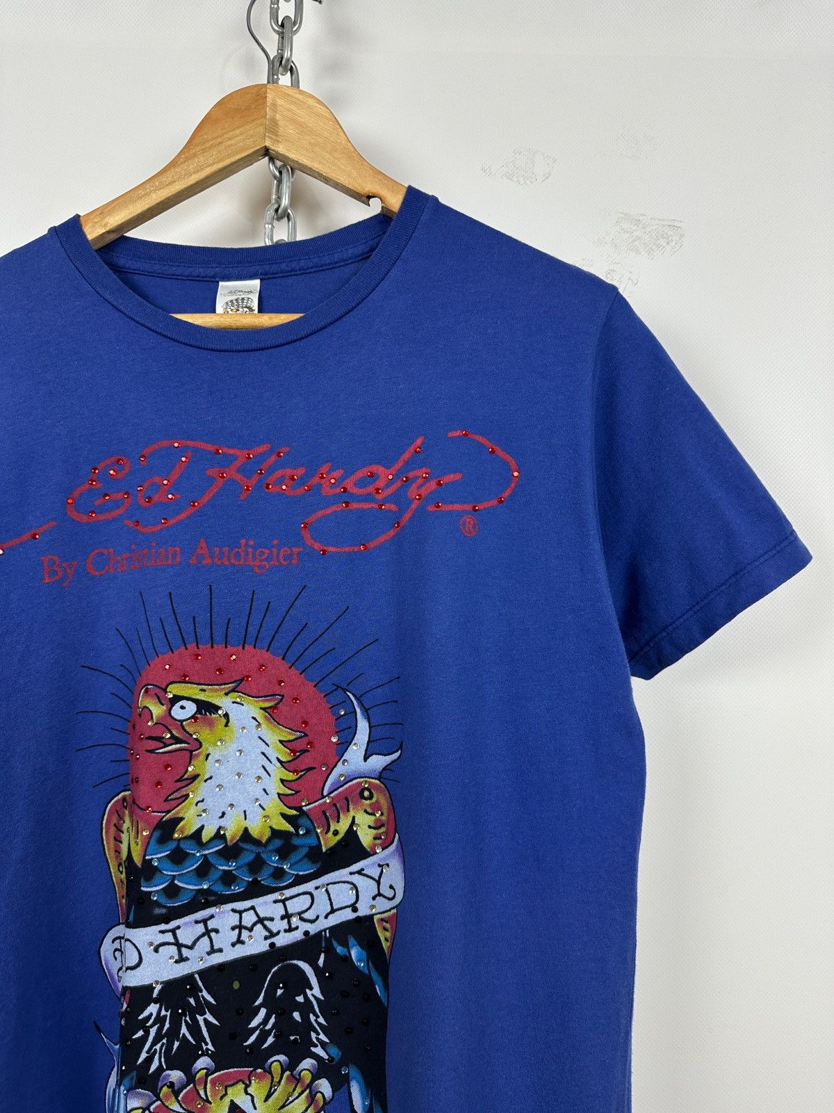Ed Hardy Vintage Ed Hardy Rhinestones Skull Eagle Blue T-Shirt Size US M / EU 48-50 / 2 - 5 Thumbnail