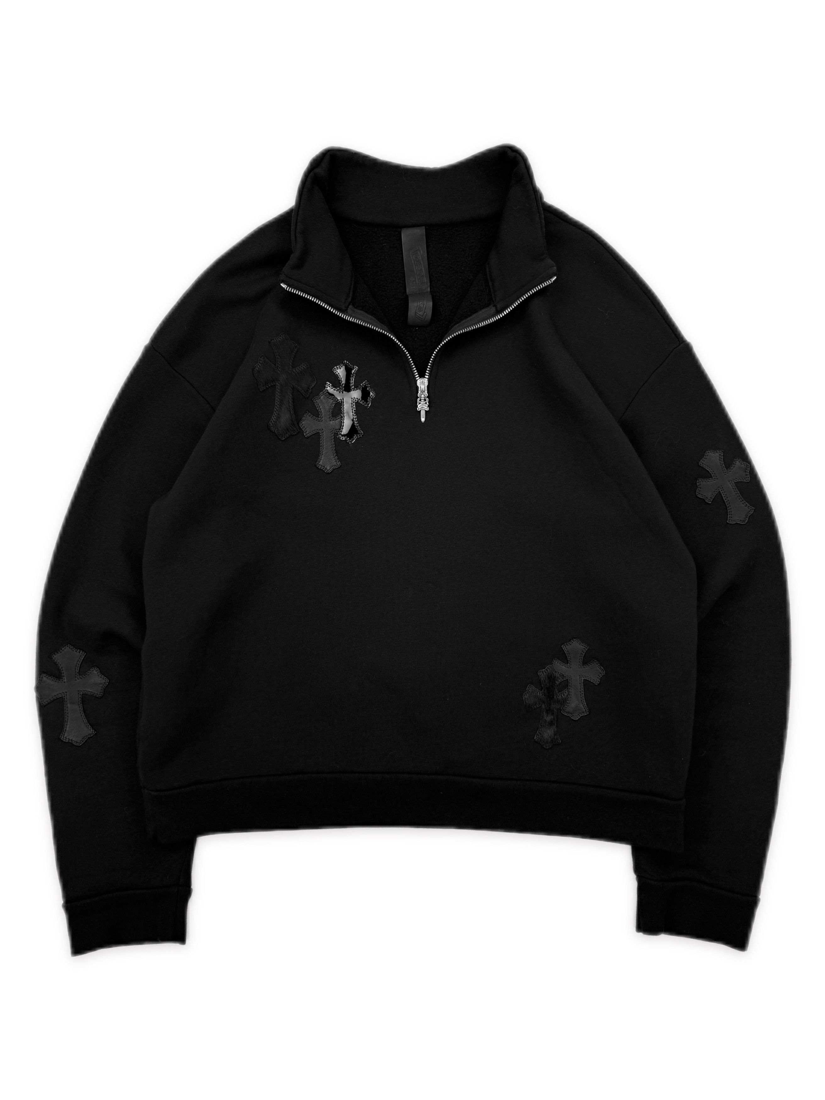 Chrome Hearts Chrome Hearts Quarter Zip Multi Leather Cross Black