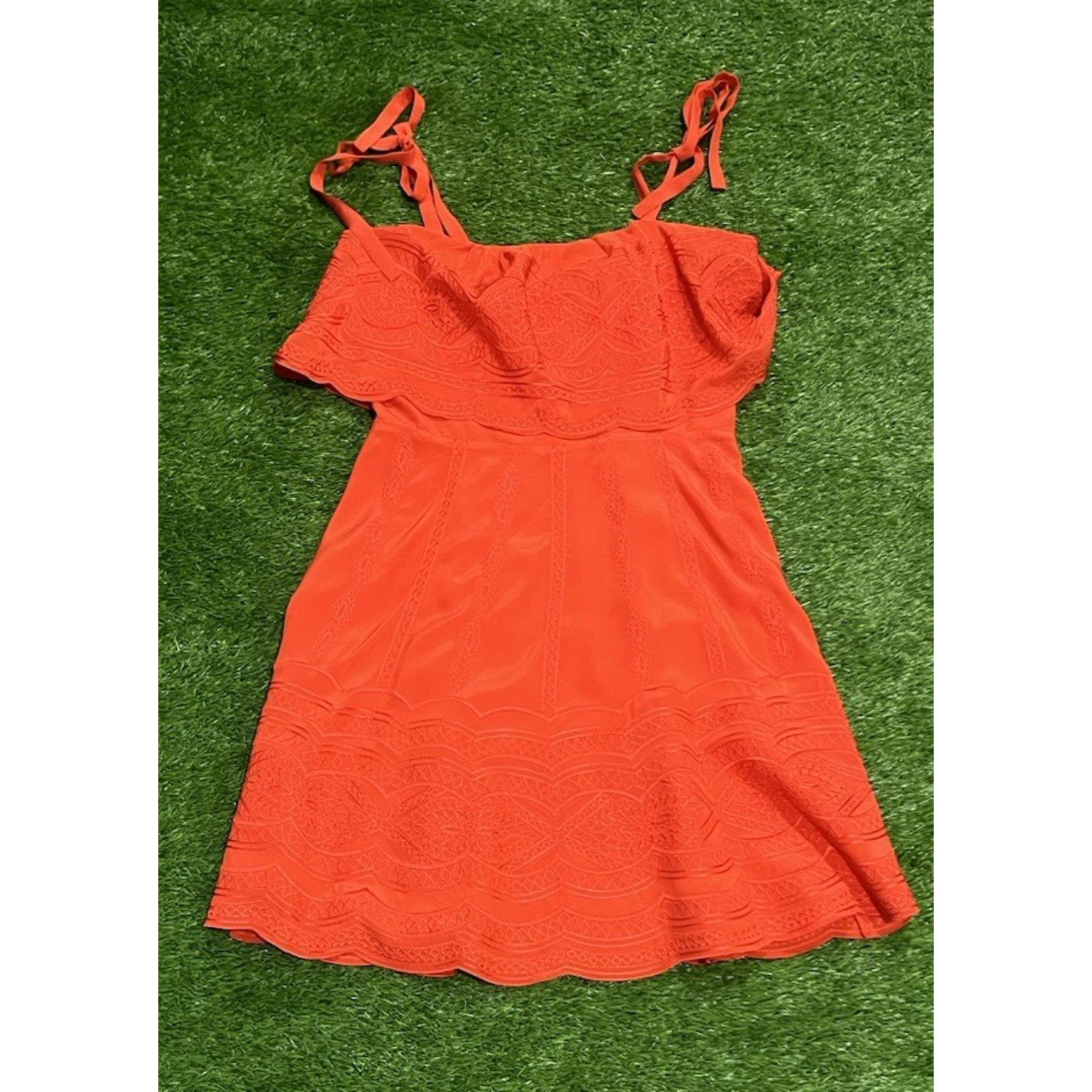 Parker PARKER Nia Orange Silk Embroidered Lace Dress Small $398 Size S / US 4 / IT 40 - 3 Thumbnail