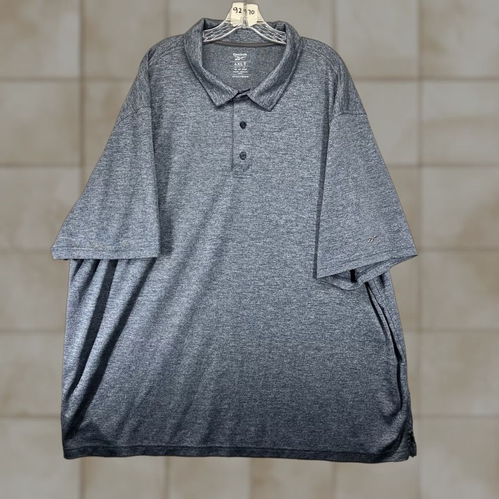 Reebok Reebok Polo Mens 4XLT Golf Activewear Performance Stretch SPEEDWICK Shirt Short Sleeve Gray 62 Chest Regular Big & Tall Mens Polo Size US XXL / EU 58 / 5 - 1 Thumbnail