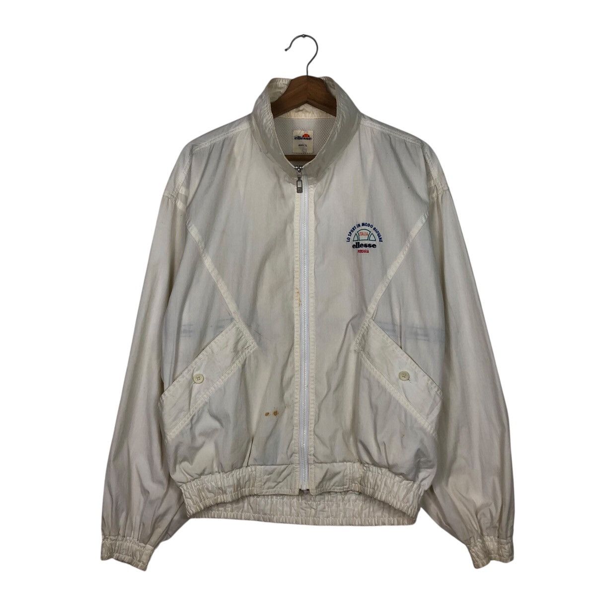 Japanese Brand ellesse 80s/90s White Zip-Up Windbreaker – Mesh Lining Size US L / EU 52-54 / 3 - 2 Thumbnail