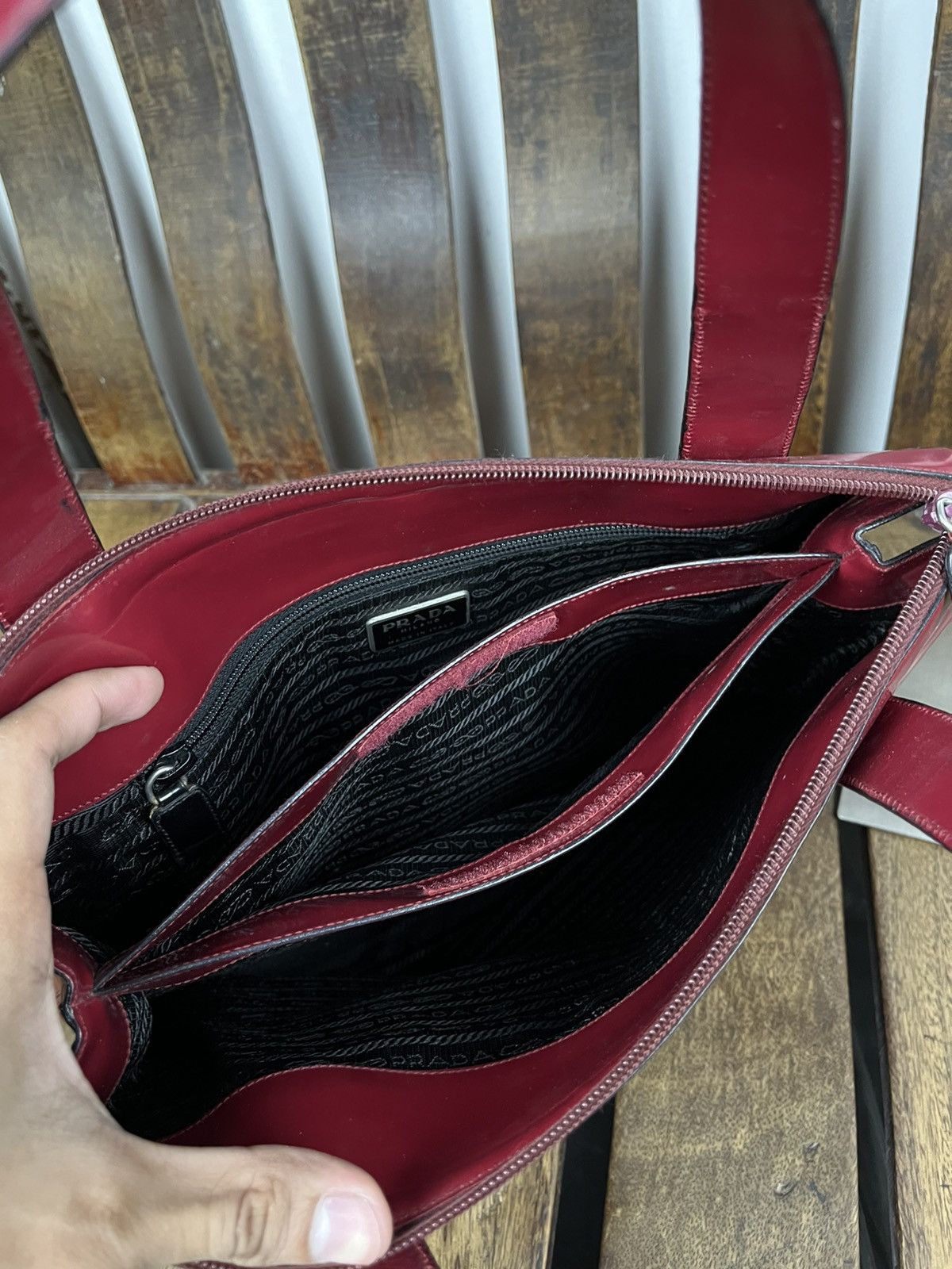 Prada Prada Fall/Winter 1998 Burgundy Patent top handle bag Size ONE SIZE - 12 Thumbnail