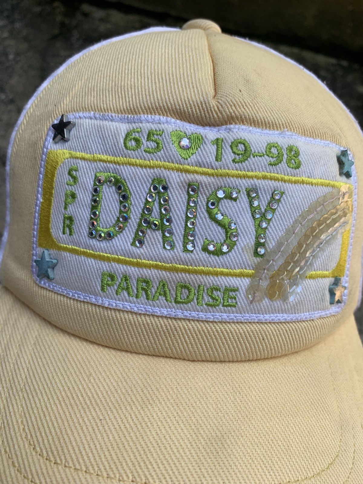 Angel Blue Daisy Lovers Japan Lemonade Embroidery Sequin Trucker Hat Size ONE SIZE - 3 Thumbnail