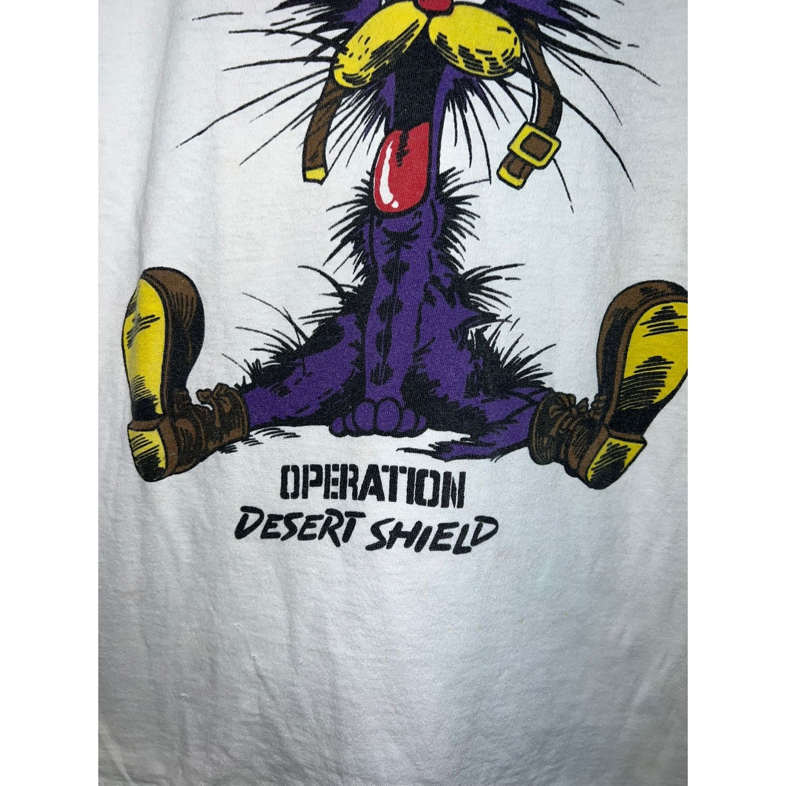 Hanes Vintage Operation Desert Shield Shirt Bill The Cat Tee 90s M Size US M / EU 48-50 / 2 - 4 Thumbnail