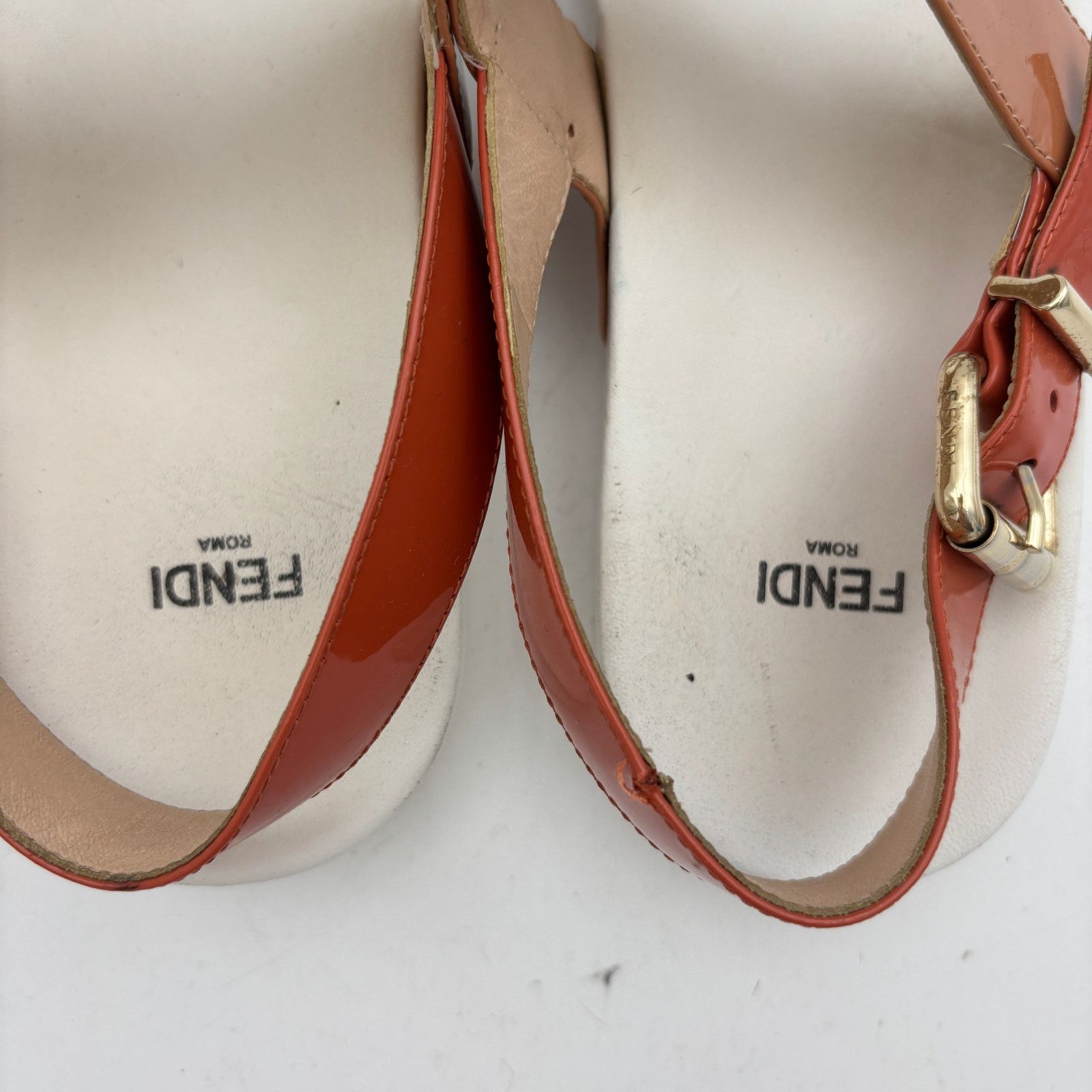 Fendi Fendi Multicolor Patent Leather Slingback Flat Sandals Size US 9 / IT 39 - 11 Thumbnail