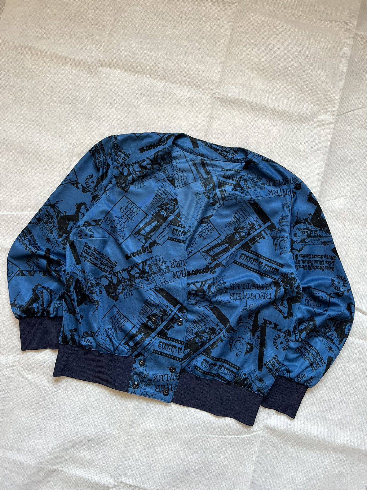Japanese Brand Vintage Full Print Silk Cardigan Kurt Cobain Style Size US M / EU 48-50 / 2 - 2 Thumbnail