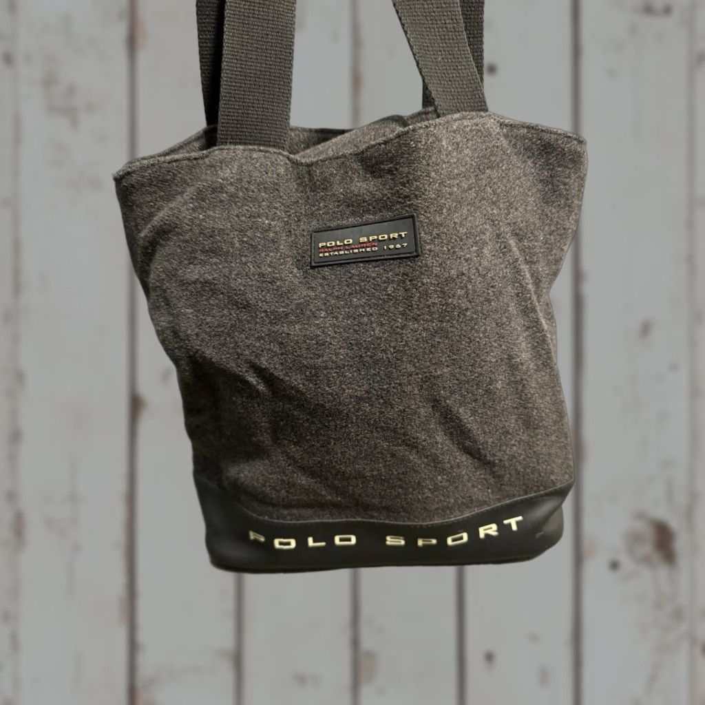 Vintage VINTAGE Polo Sport Ralph Lauren Wool Blend Tote Bag Grey 90s Y2K Streetwear Womens Medium Black Gray Logo Wool Exterior Knit Travel Casual Tote Size ONE SIZE - 1 Thumbnail