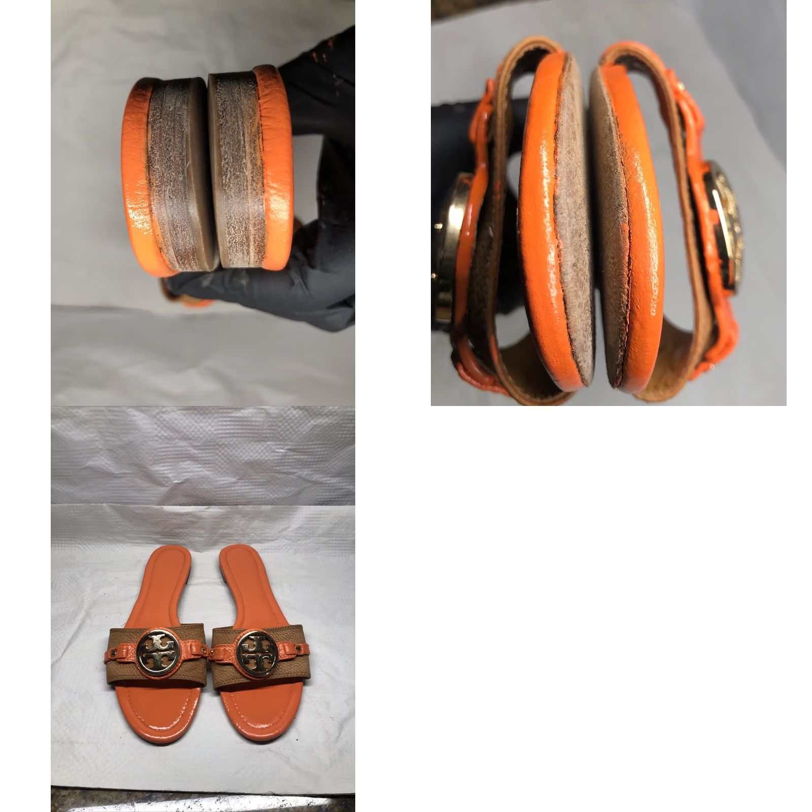 Tory Burch Tory Burch Sandal Slides Women Size 9.5 Custom Tan/Orange Logo Medallion Leather Miller Leticia Flat Slip On Size US 10 / IT 40 - 8 Thumbnail